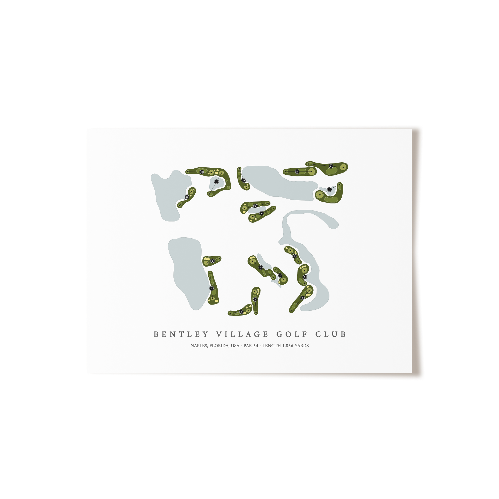 Bentley Village Golf Club | Golf Course Map | Unframed