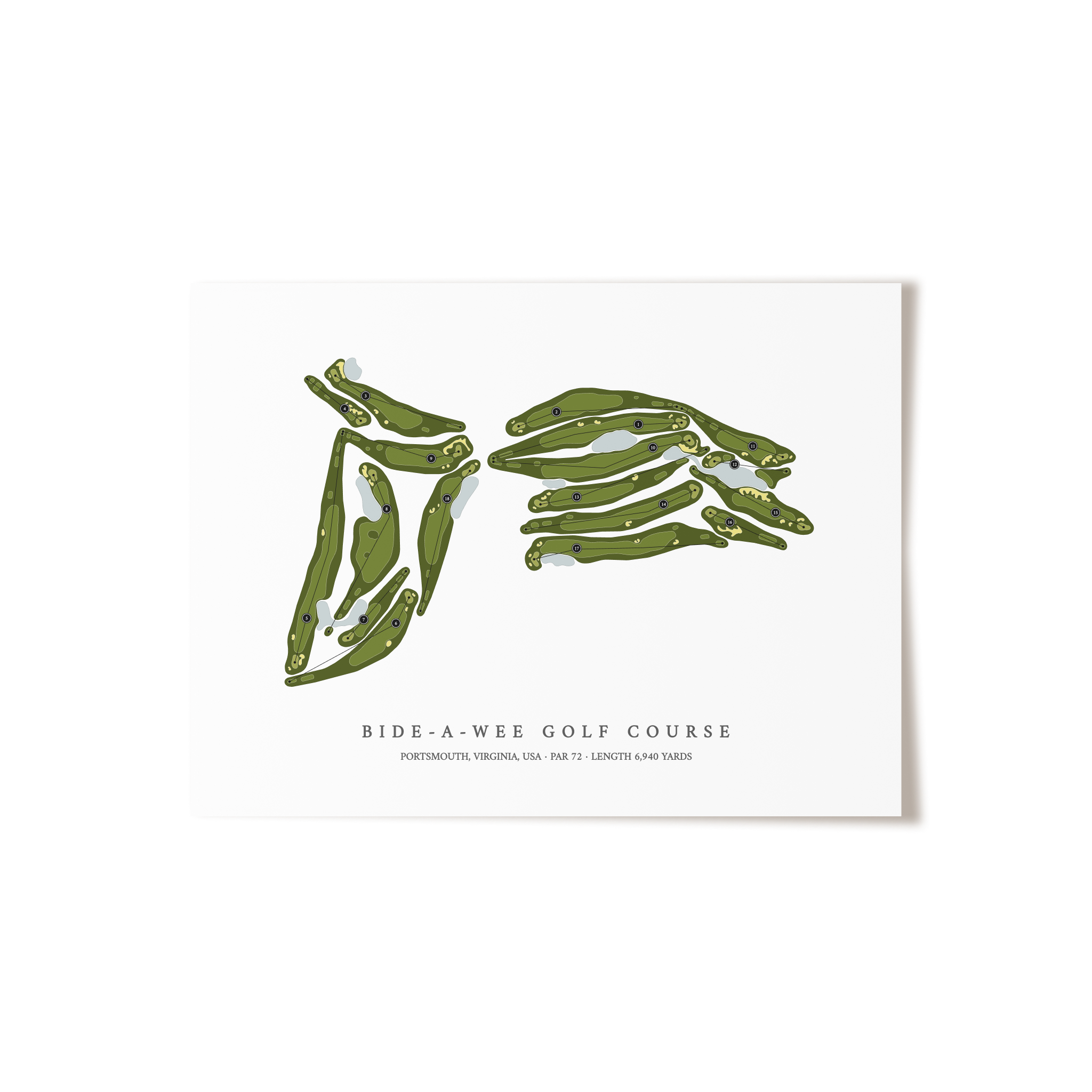 Bide-A-Wee Golf Course | Golf Course Map | Unframed