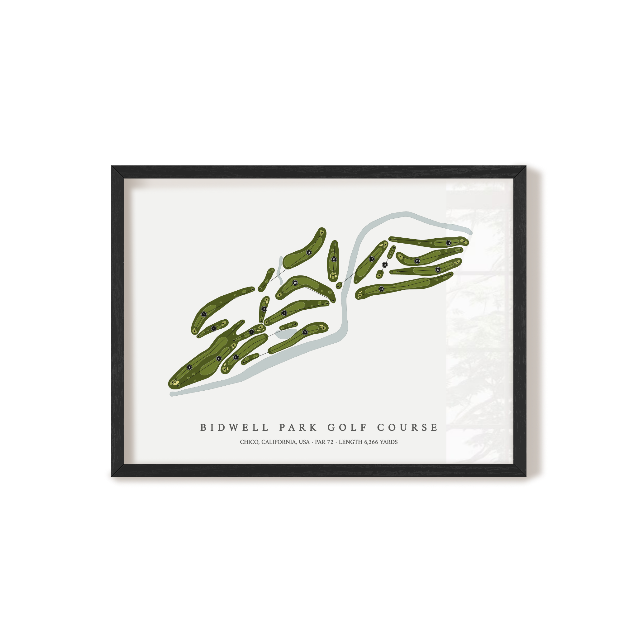 Bidwell Park Golf Course | Golf Course Map | Black Frame