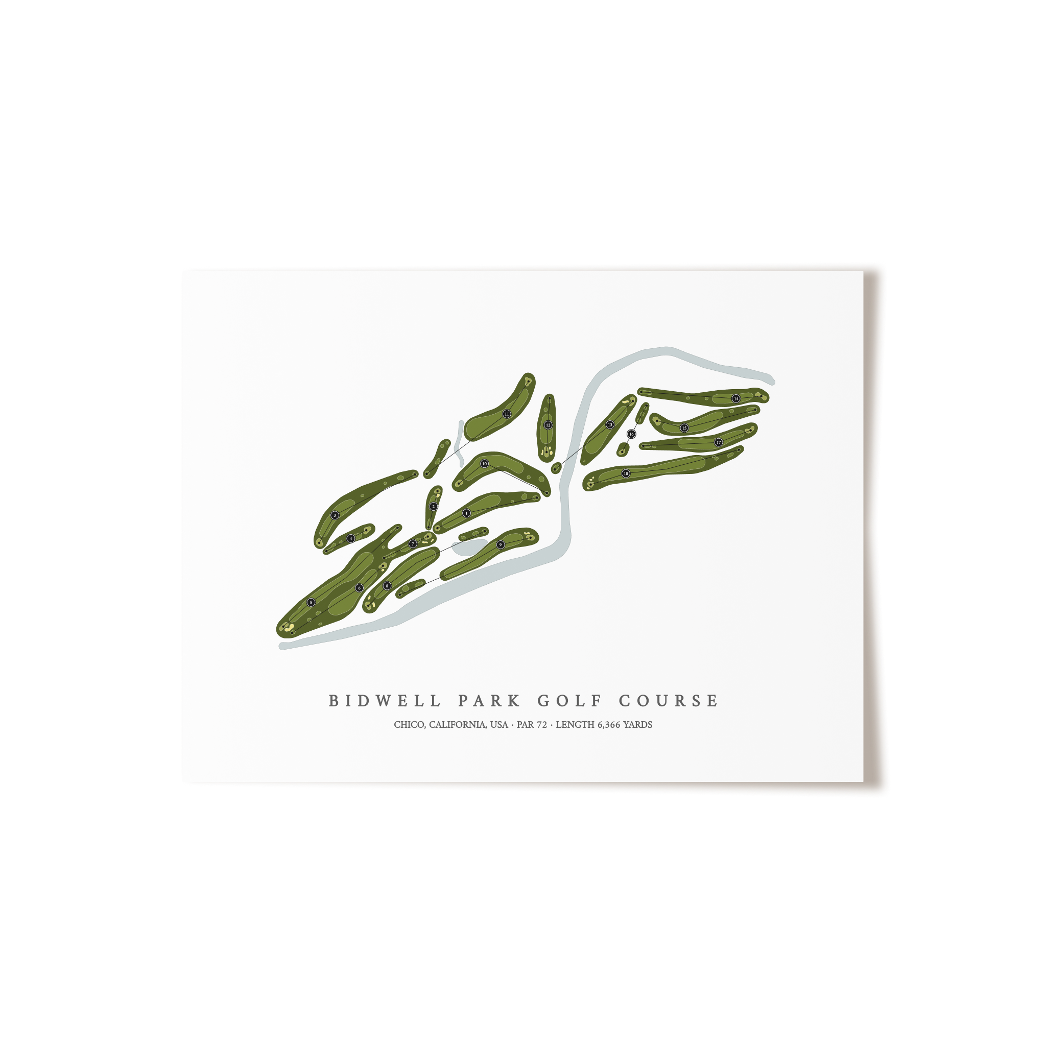 Bidwell Park Golf Course | Golf Course Map | Unframed
