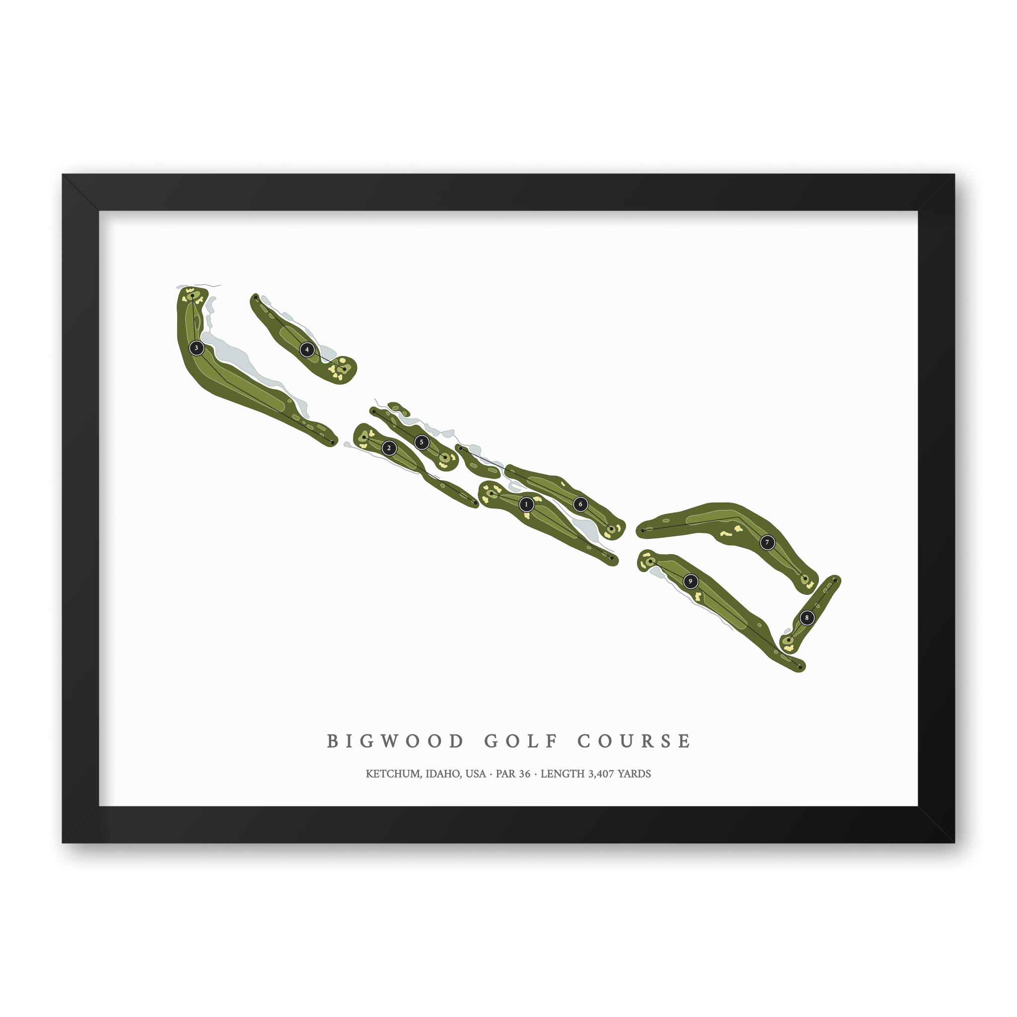 Bigwood Golf Course | Golf Course Map | Black Frame
