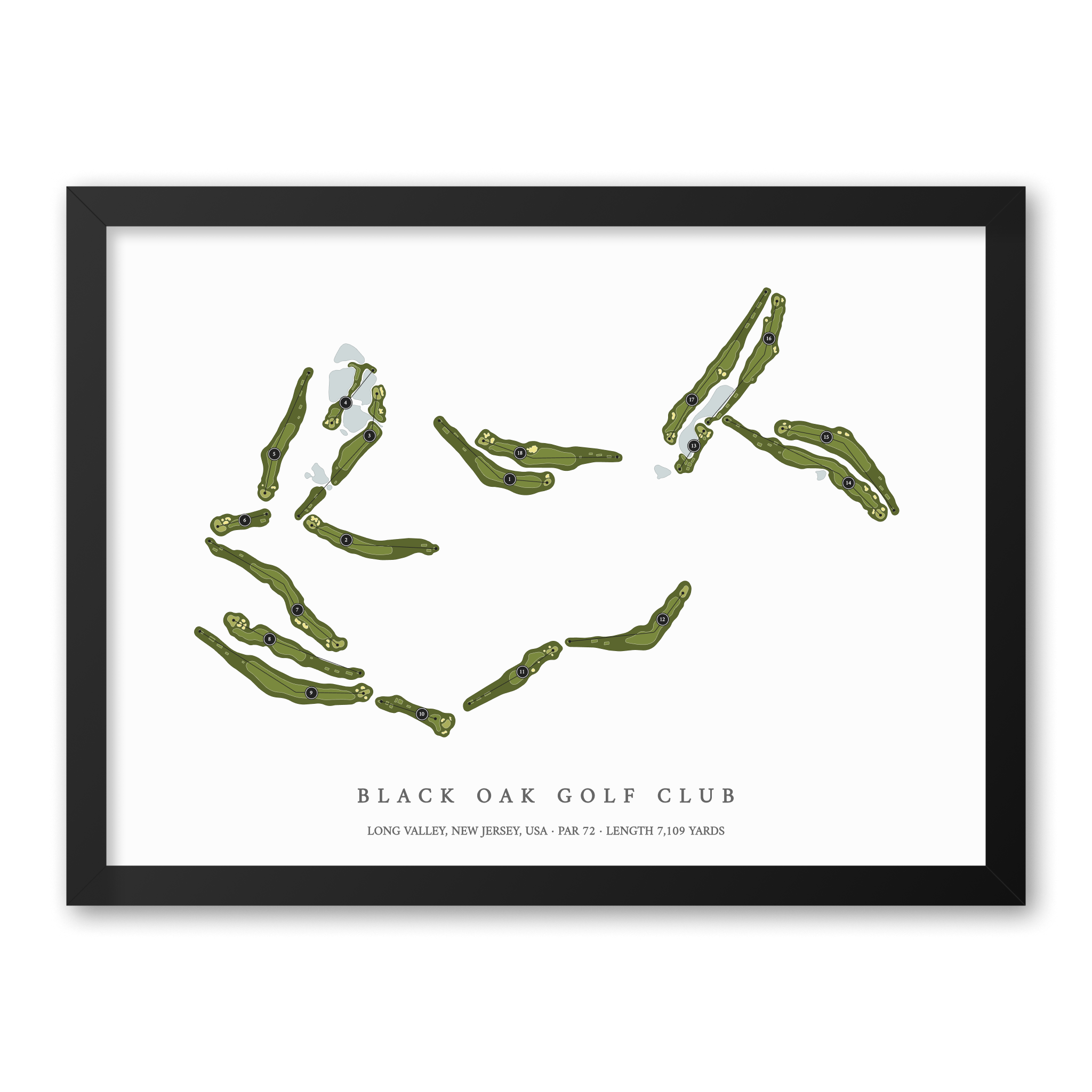 Black Oak Golf Club | Golf Course Print | Black Frame