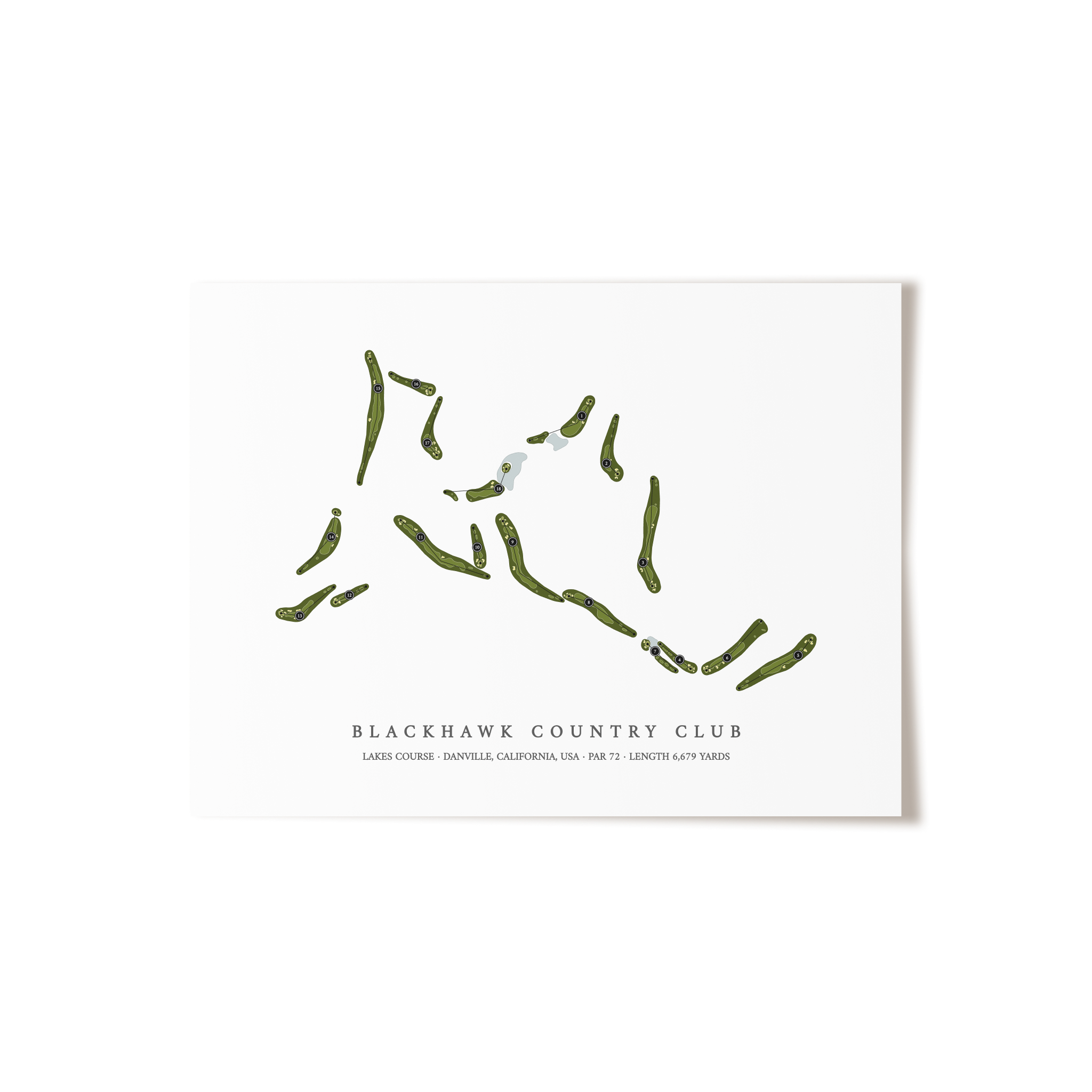 Blackhawk Country Club - Lakes Course | Golf Course Map | Unframed