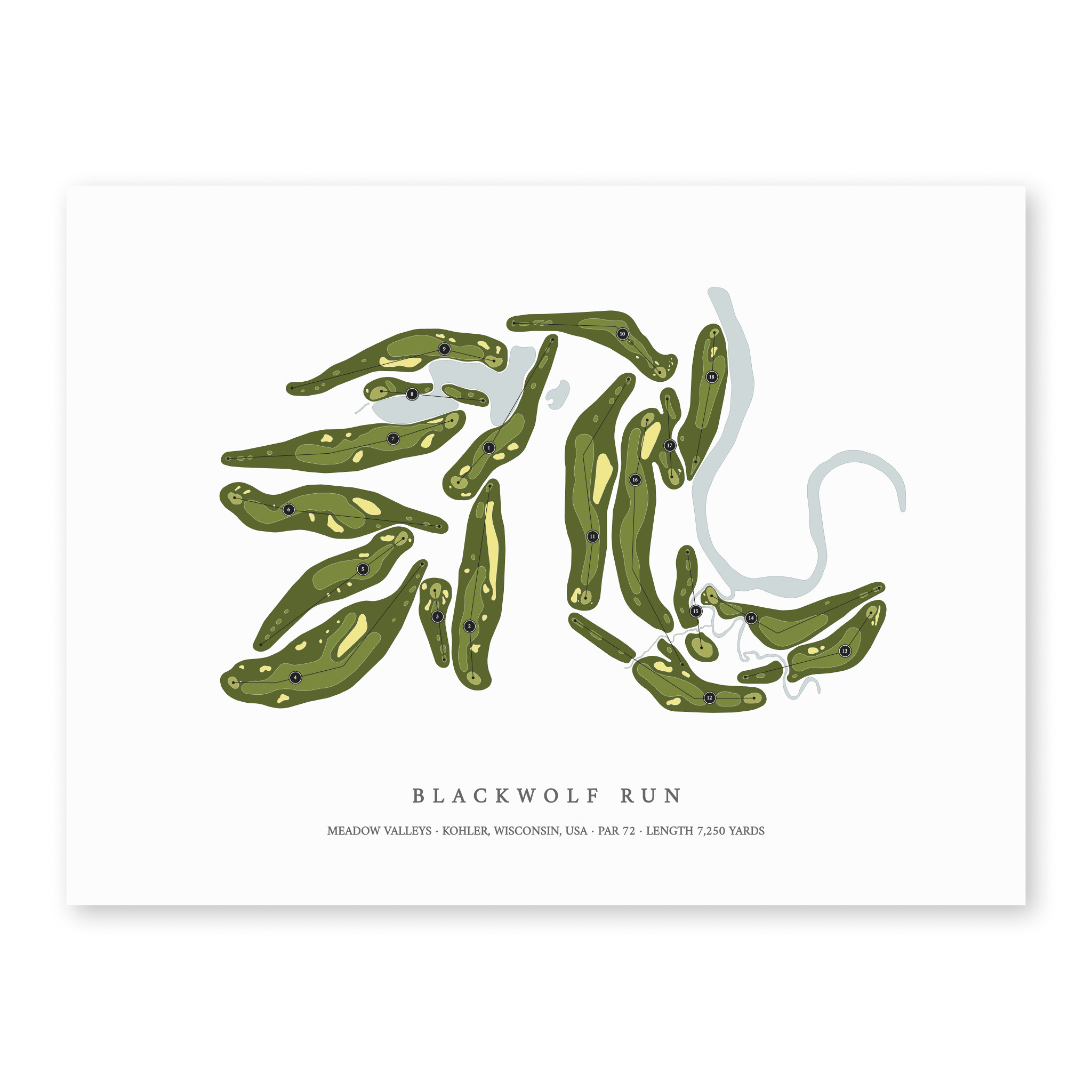 Blackwolf Run - Meadow Valleys | Golf Course Map | Unframed