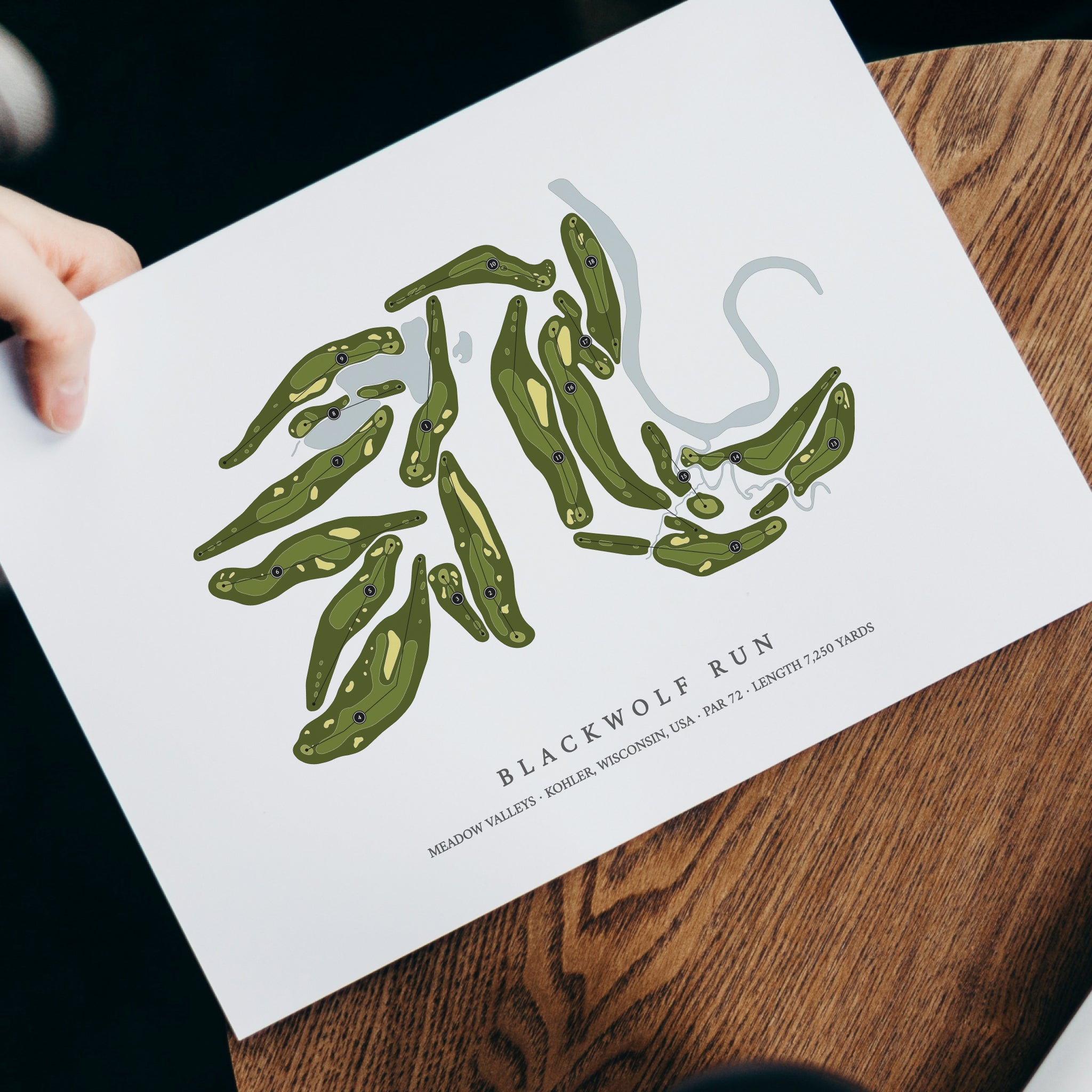 Blackwolf Run - Meadow Valleys | Golf Course Map | With Laptop