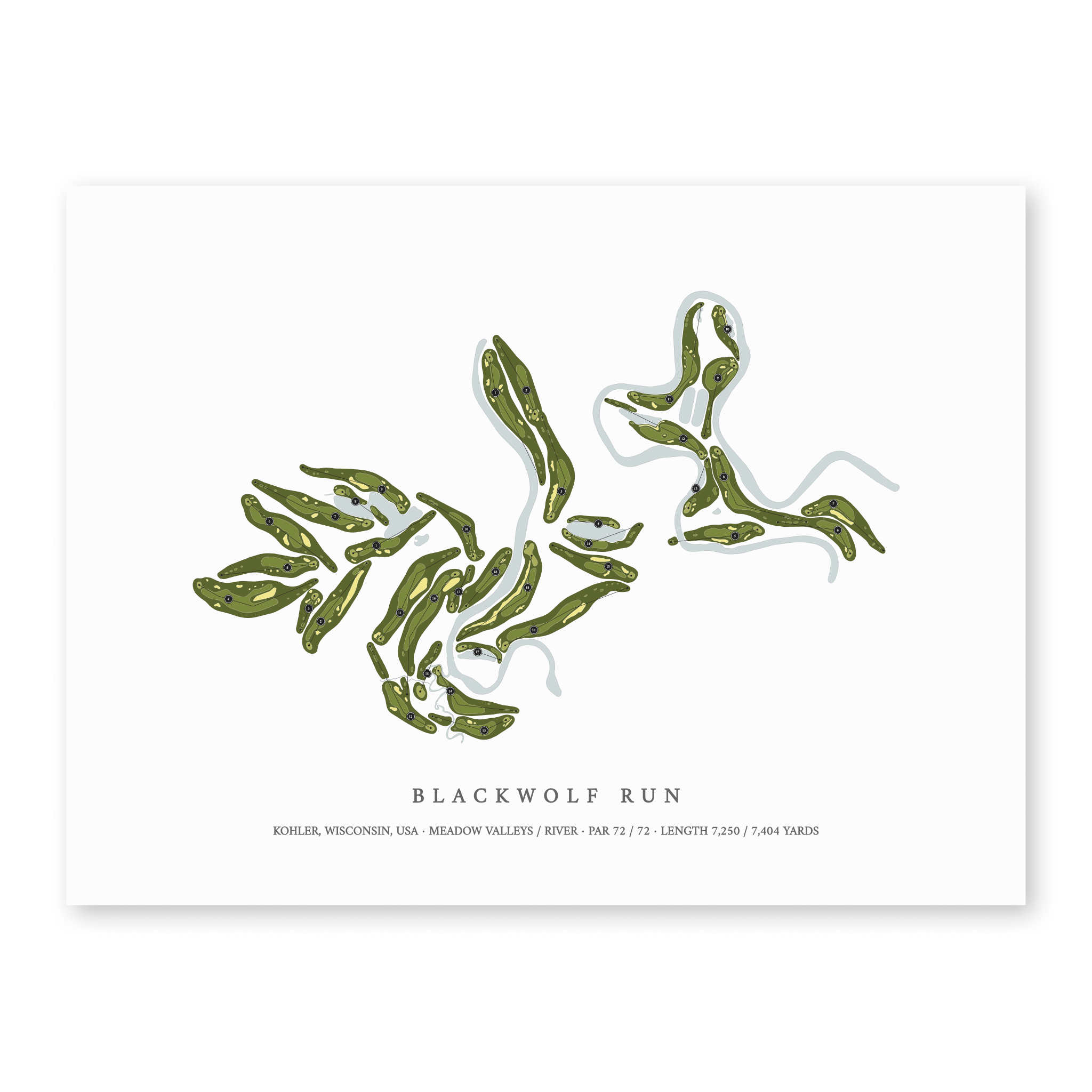 Blackwolf Run | Golf Course Map | Unframed