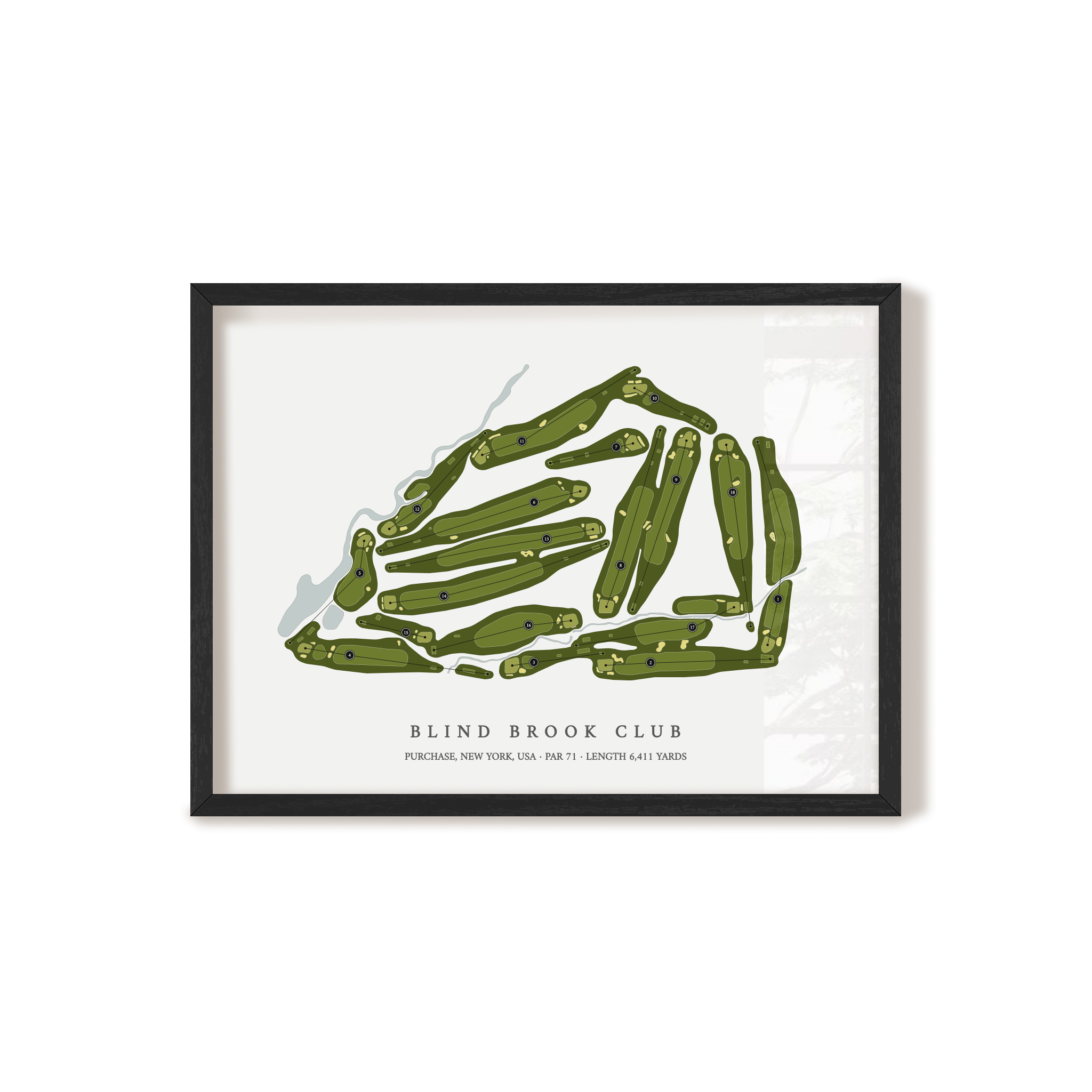 Blind Brook Club | Golf Course Map | Black Frame