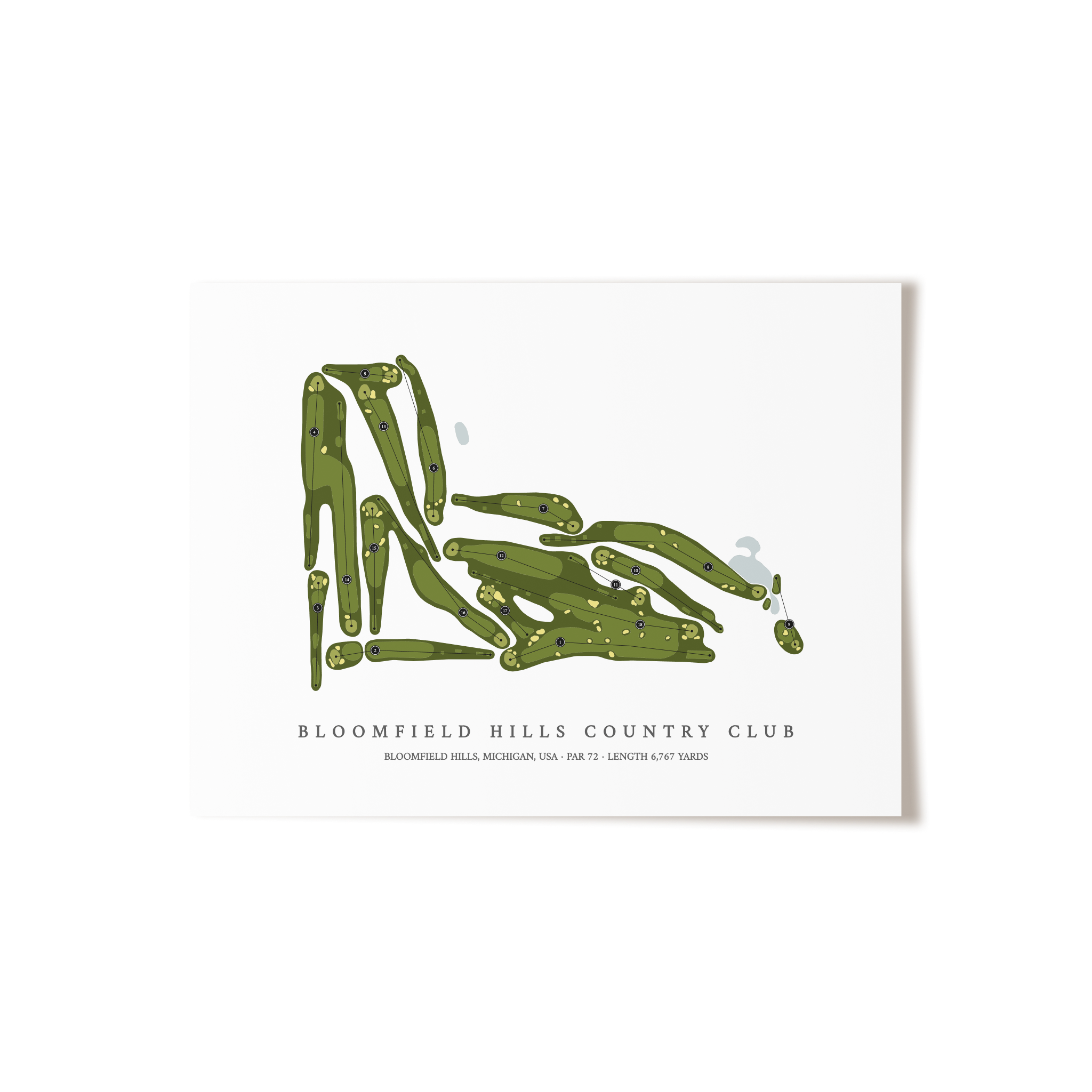 Bloomfield Hills Country Club | Golf Course Map | Unframed