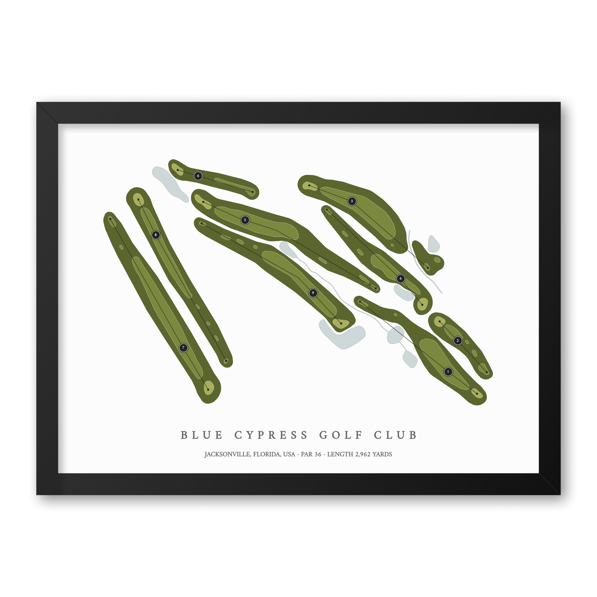 Blue Cypress Golf Club | Golf Course Map | Black Frame