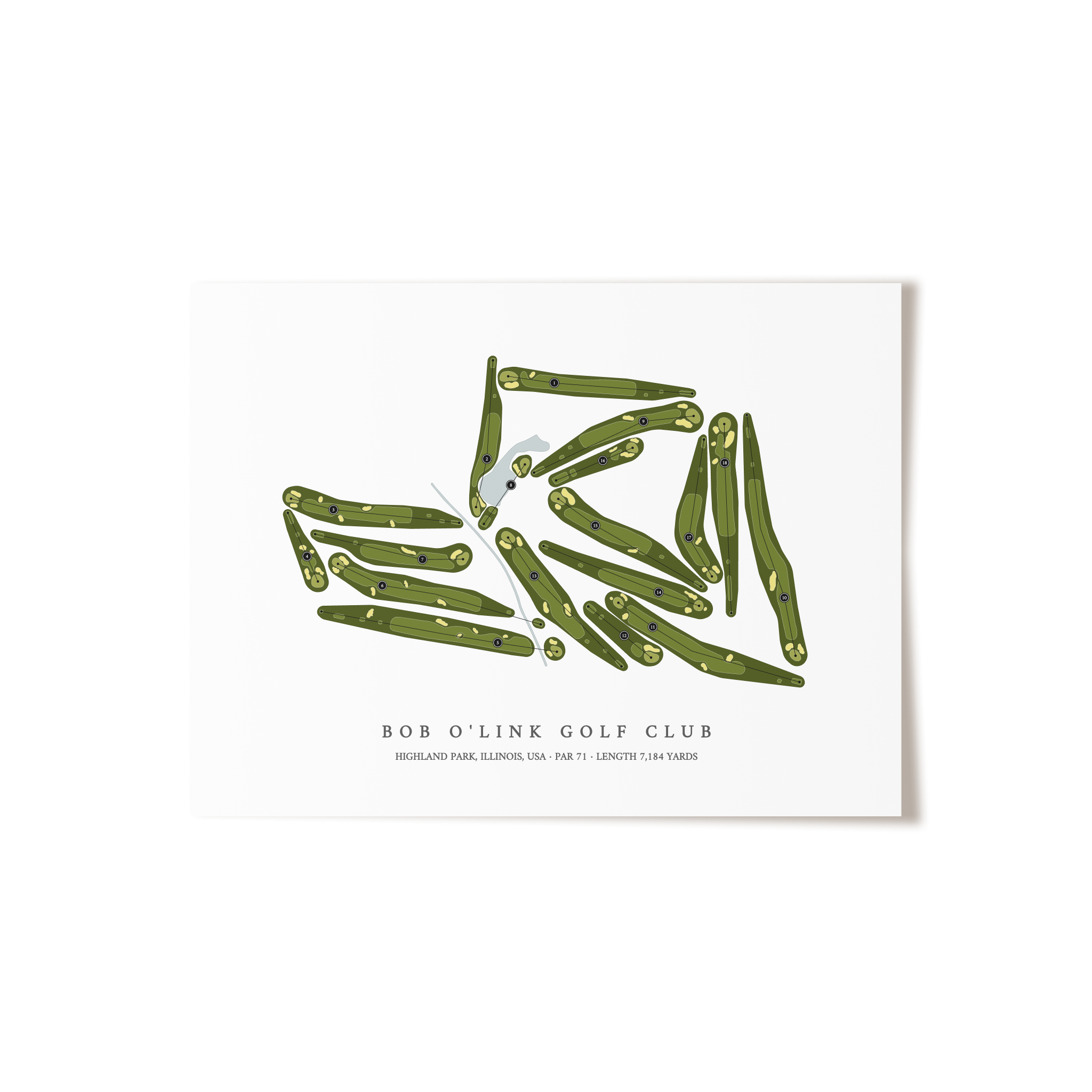 Bob O'Link Golf Club | Golf Course Map | Unframed
