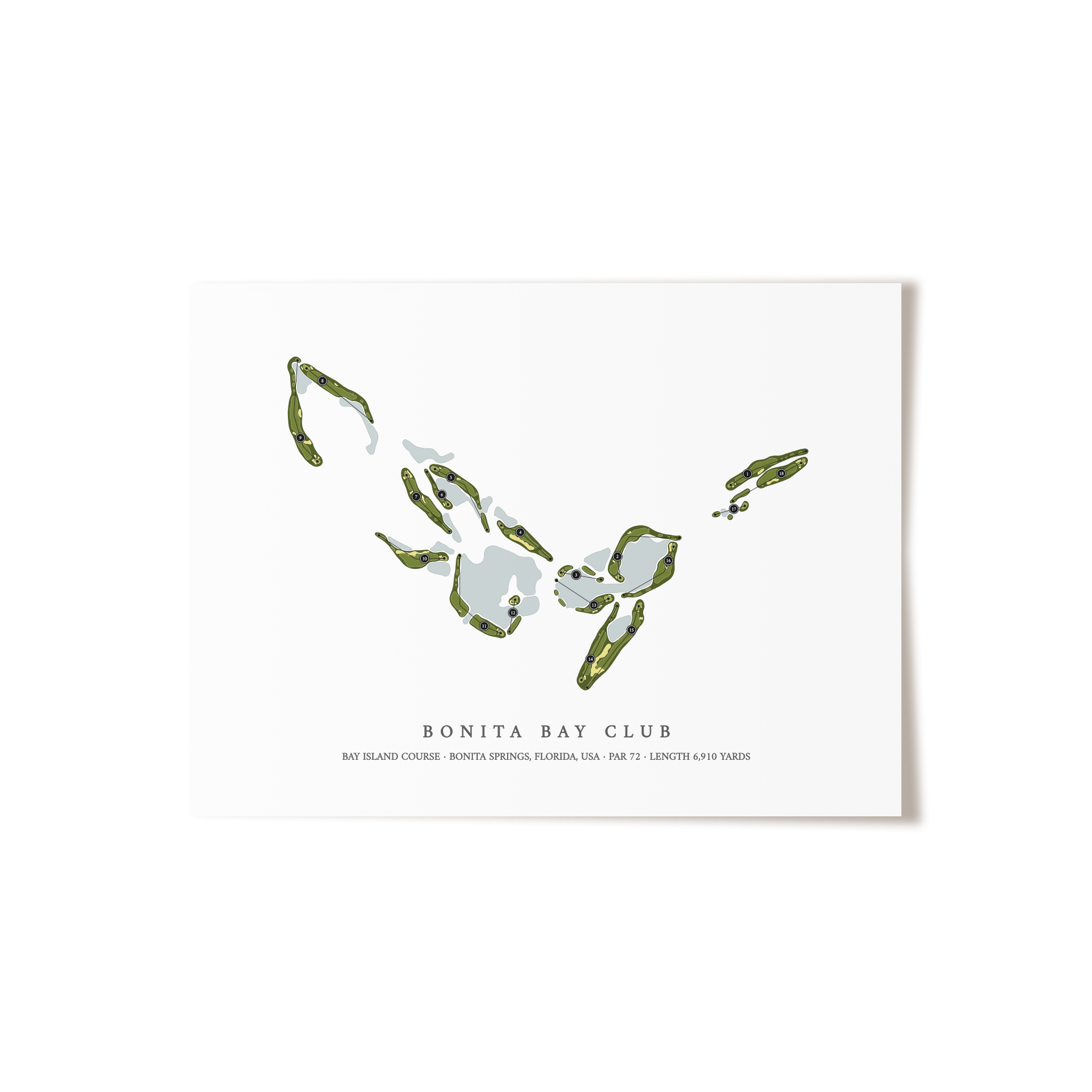 Bonita Bay Club - Bay Island Course | Golf Course Map | Unframed