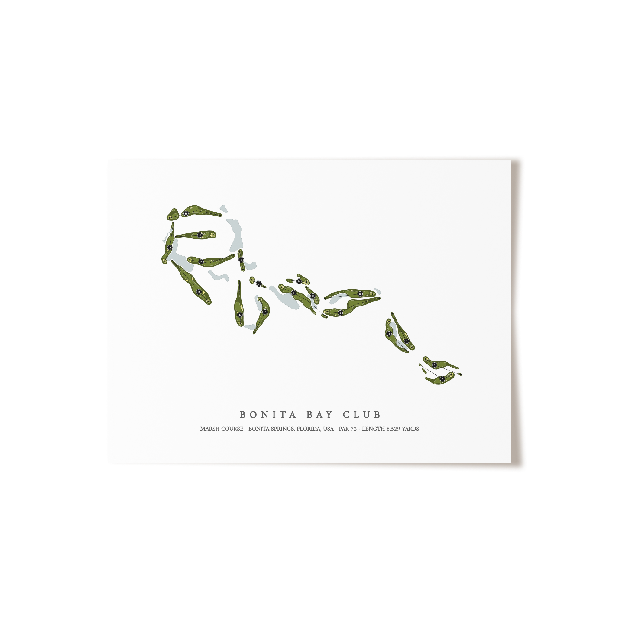 Bonita Bay Club - Marsh Course | Golf Course Map | Unframed