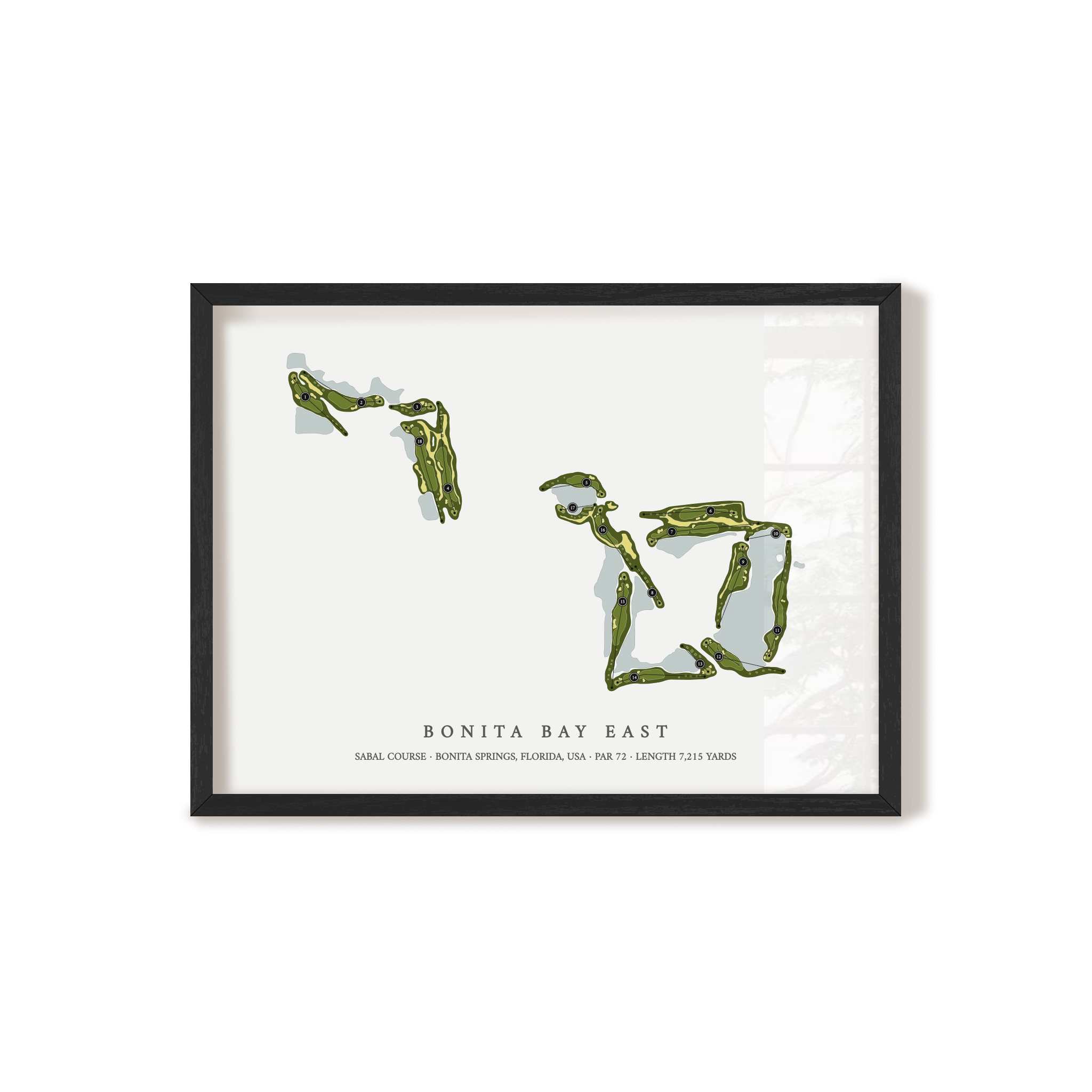 Bonita Bay East - Sabal Course | Golf Course Map | Black Frame
