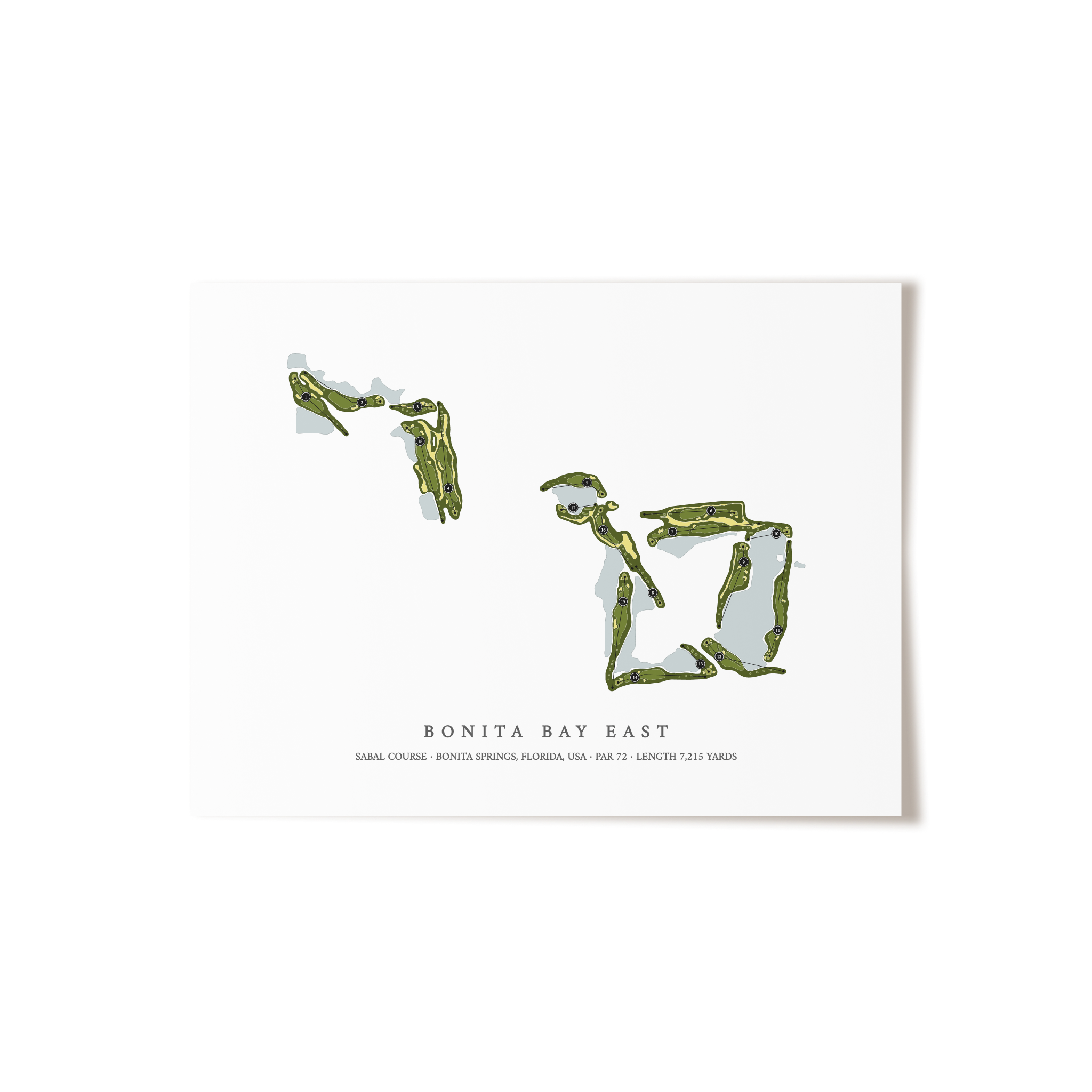 Bonita Bay East - Sabal Course | Golf Course Map | Unframed