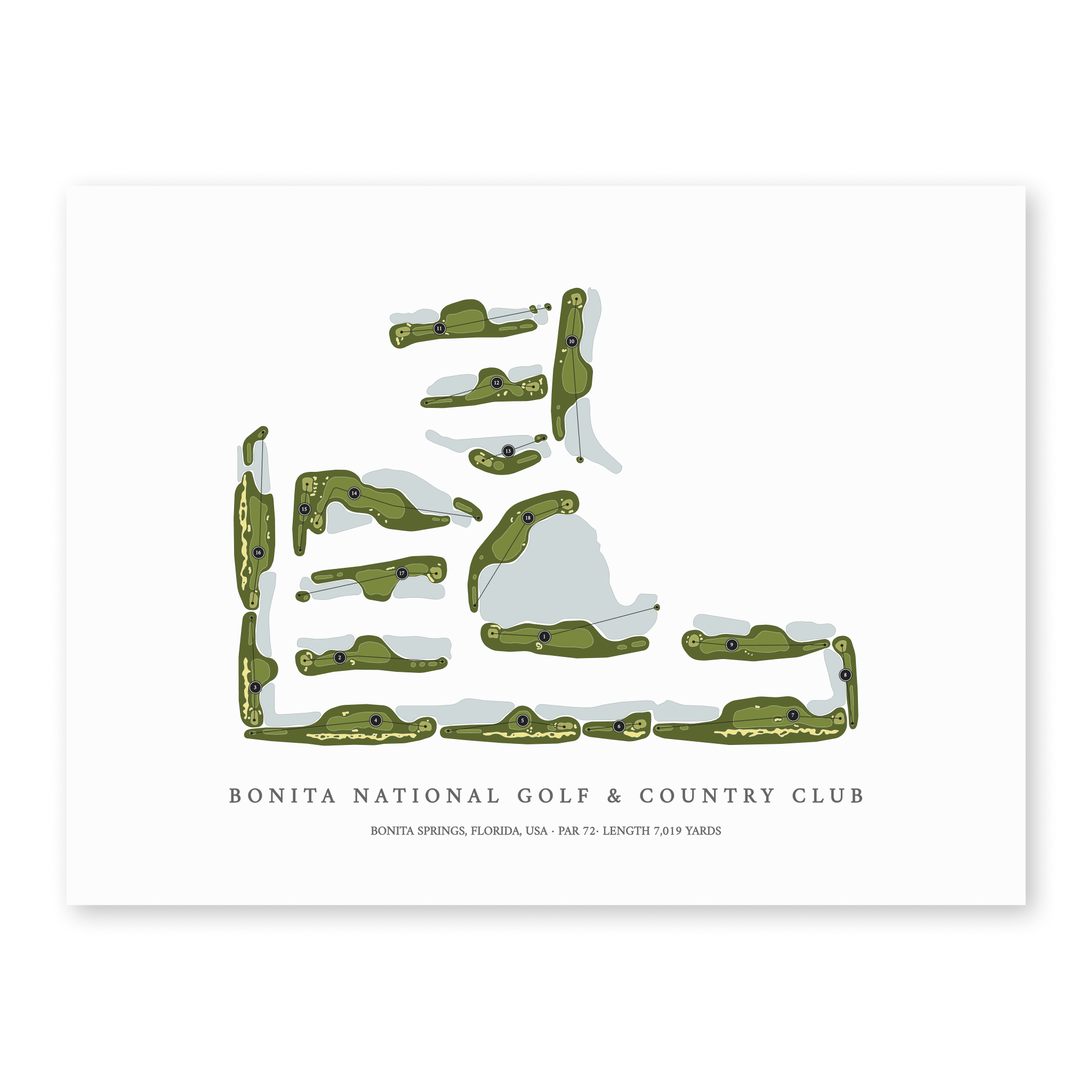 Bonita National Golf & Country Club | Golf Course Print | Unframed