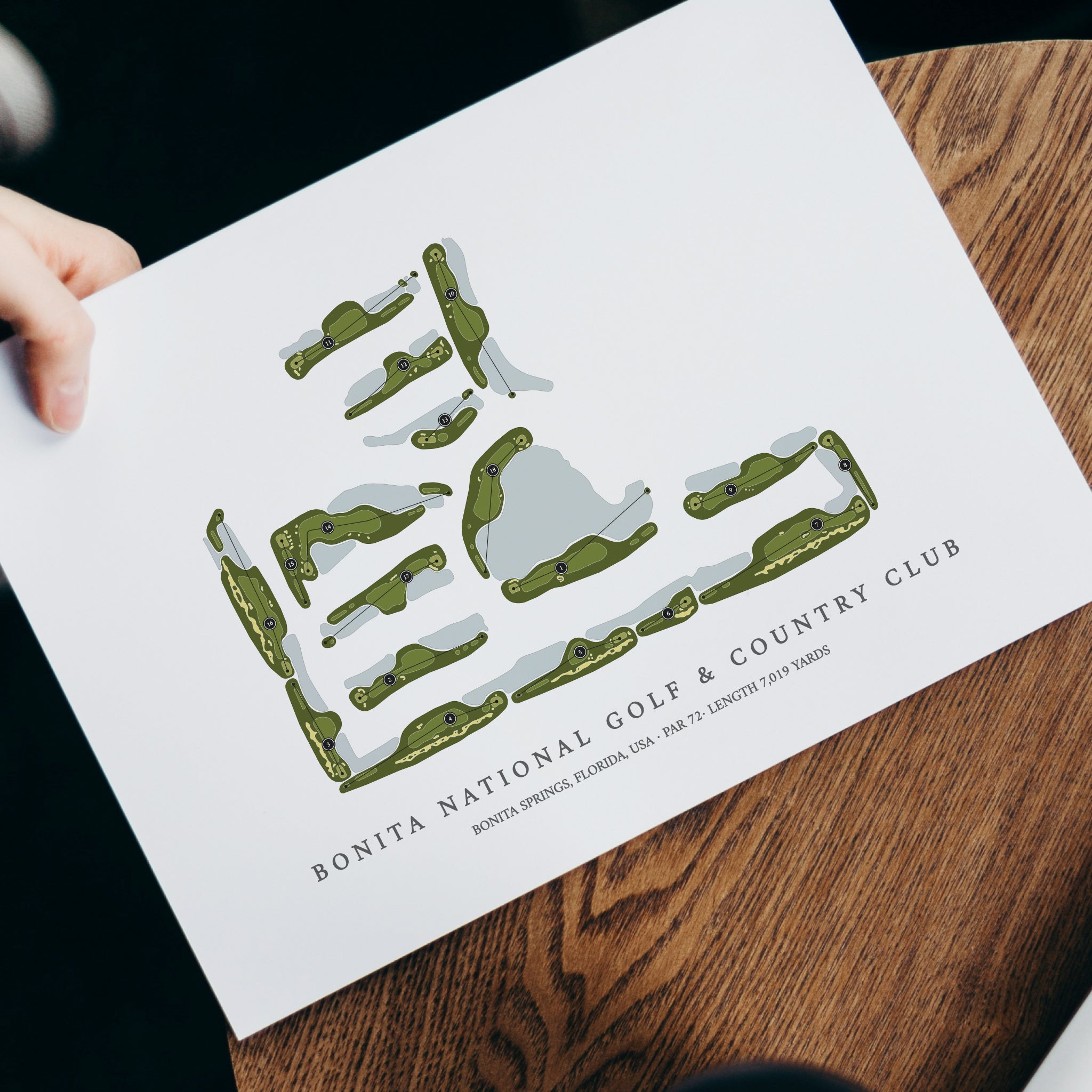 Bonita National Golf & Country Club | Golf Course Print | With Laptop