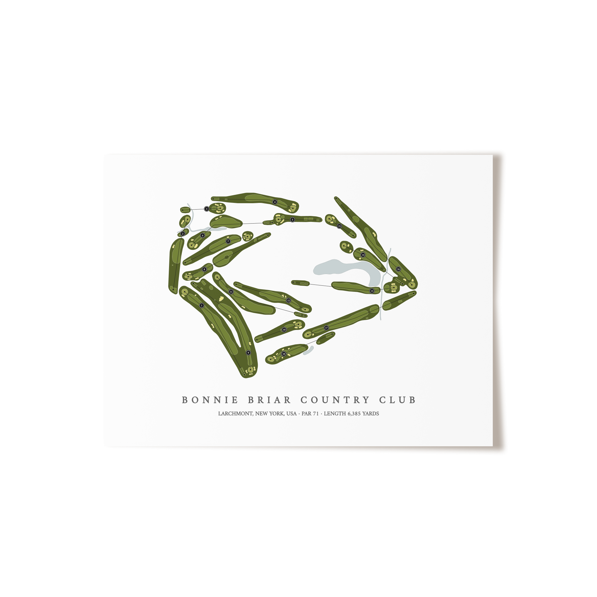 Bonnie Briar Country Club | Golf Course Map | Unframed