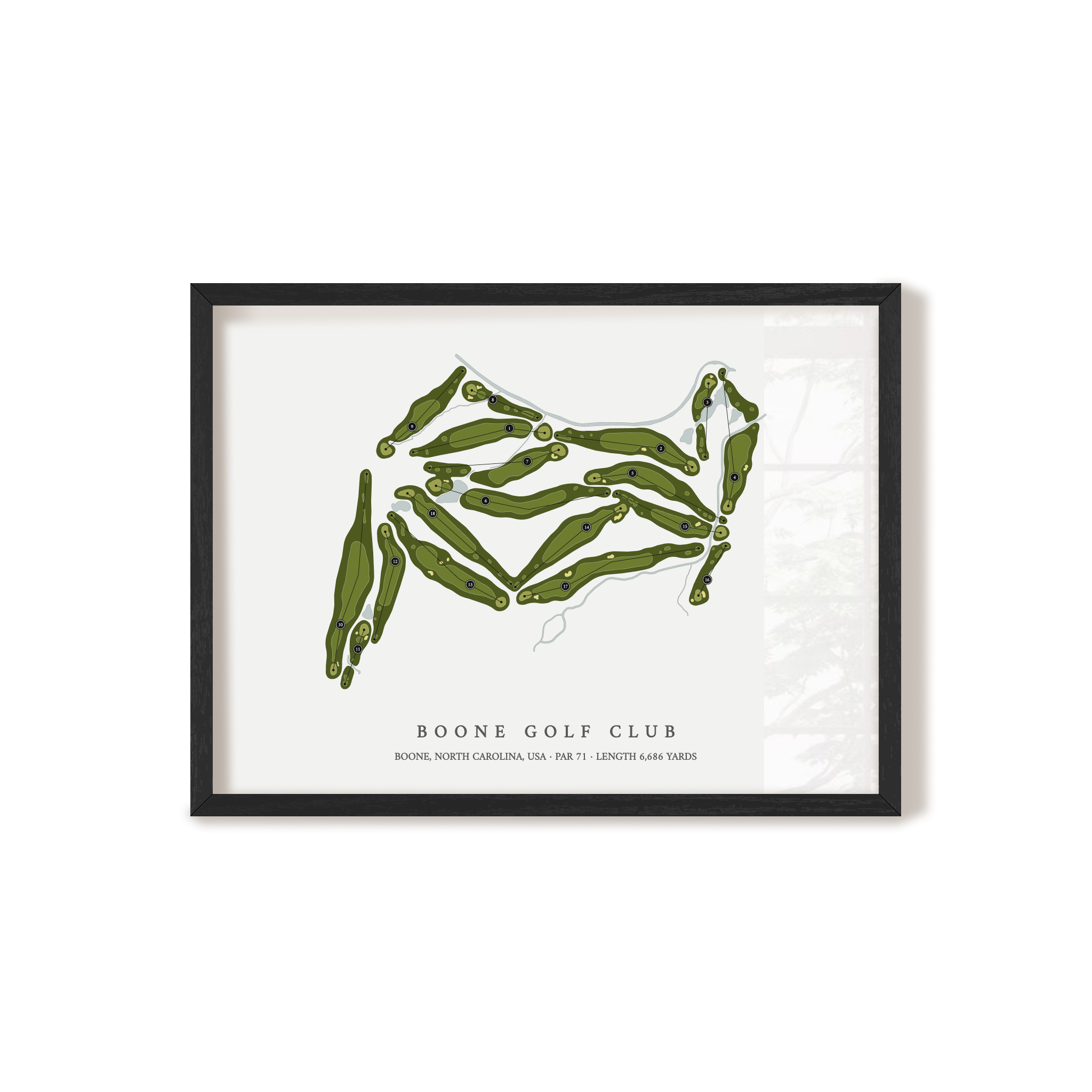 Boone Golf Club | Golf Course Print | Black Frame
