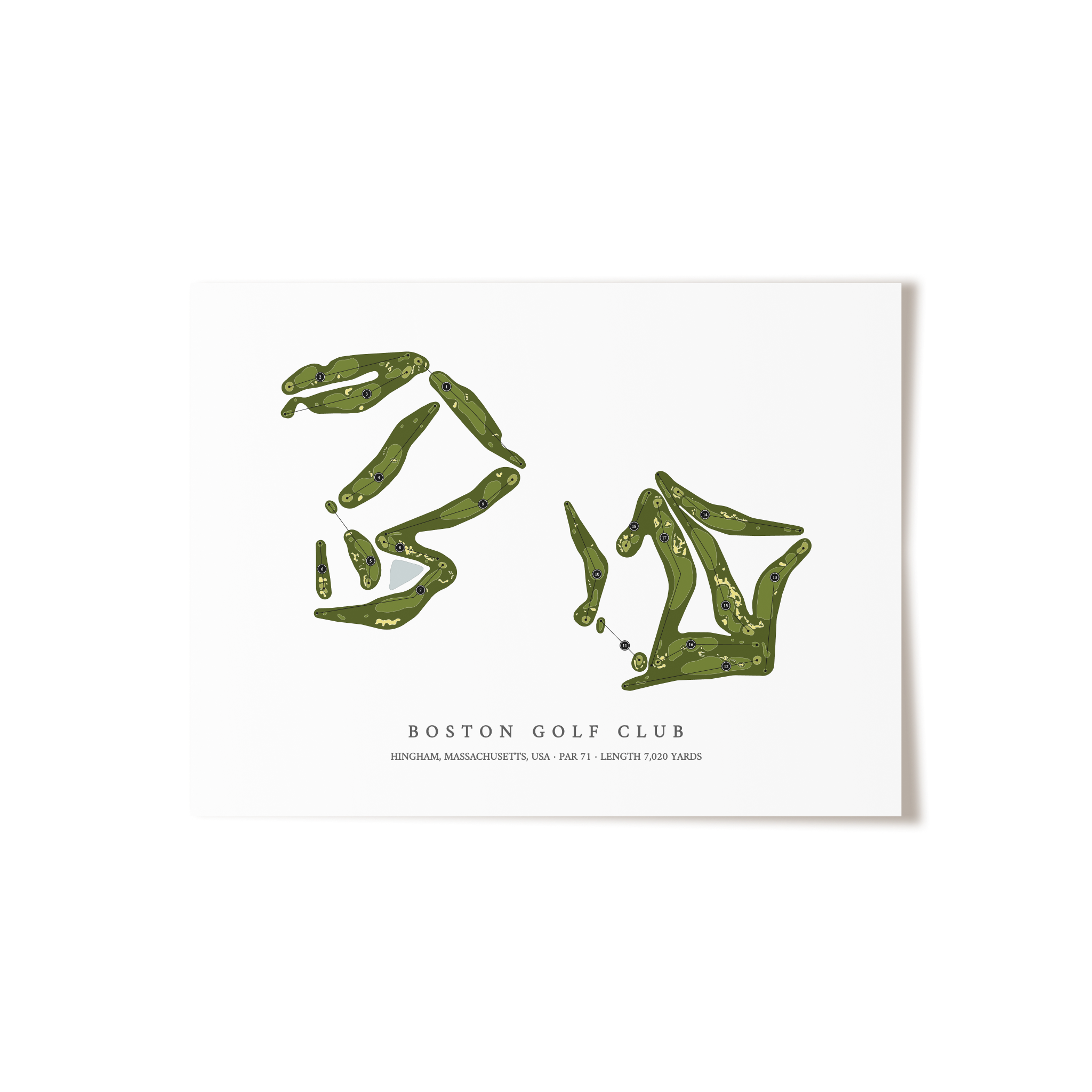 Boston Golf Club | Golf Course Map | Unframed