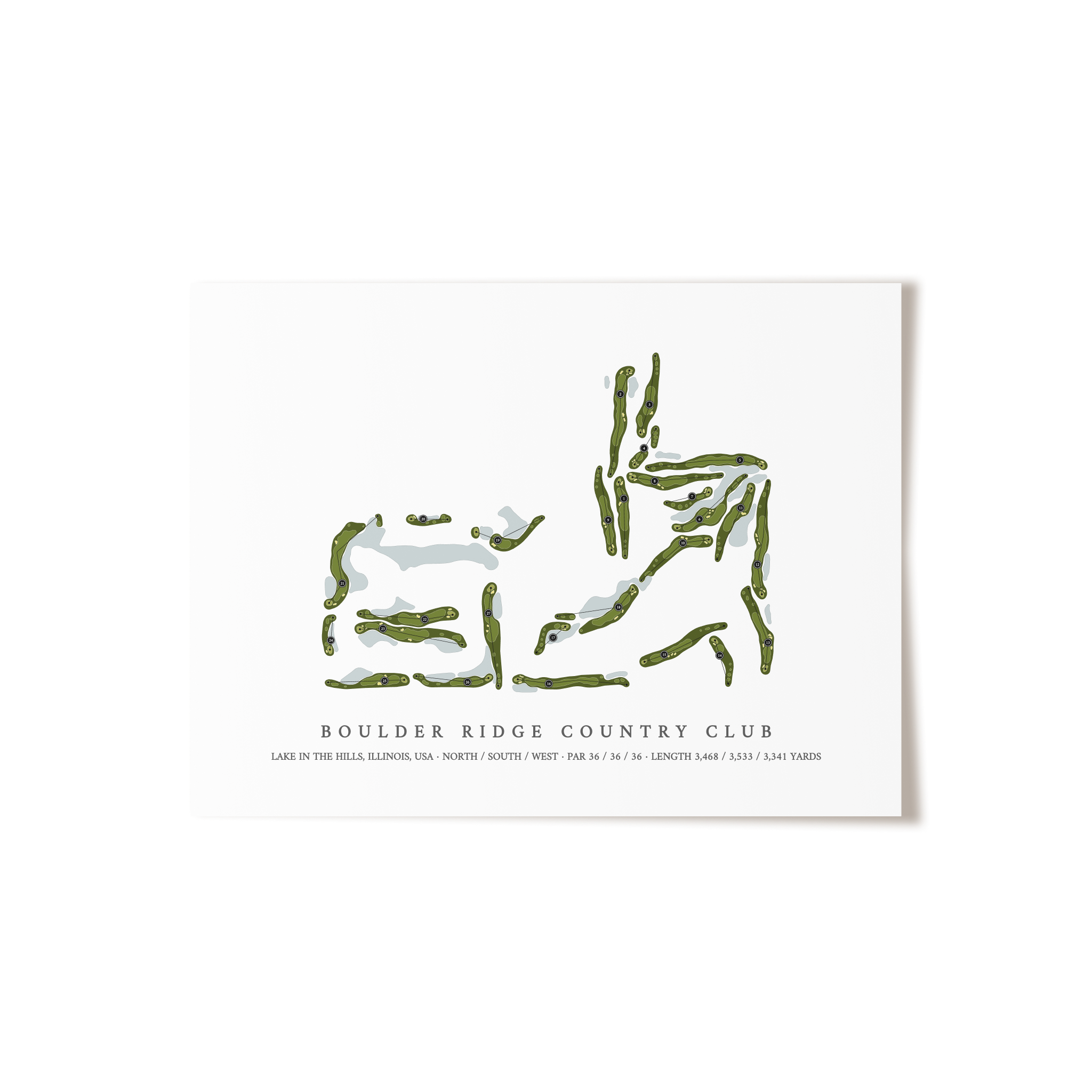 Boulder Ridge Country Club | Golf Course Map | Unframed