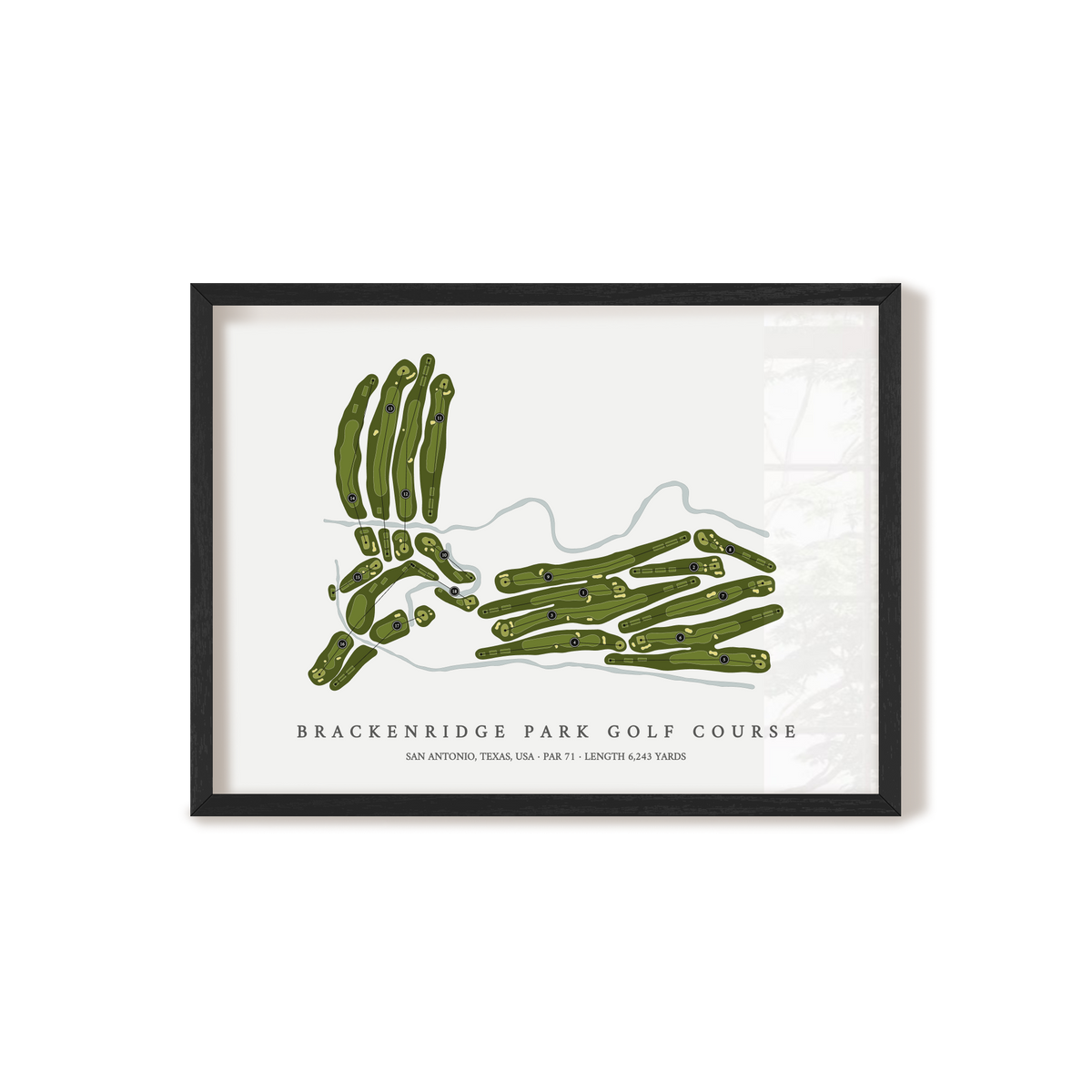 Brackenridge Park Golf Course | Golf Course Map | Black Frame