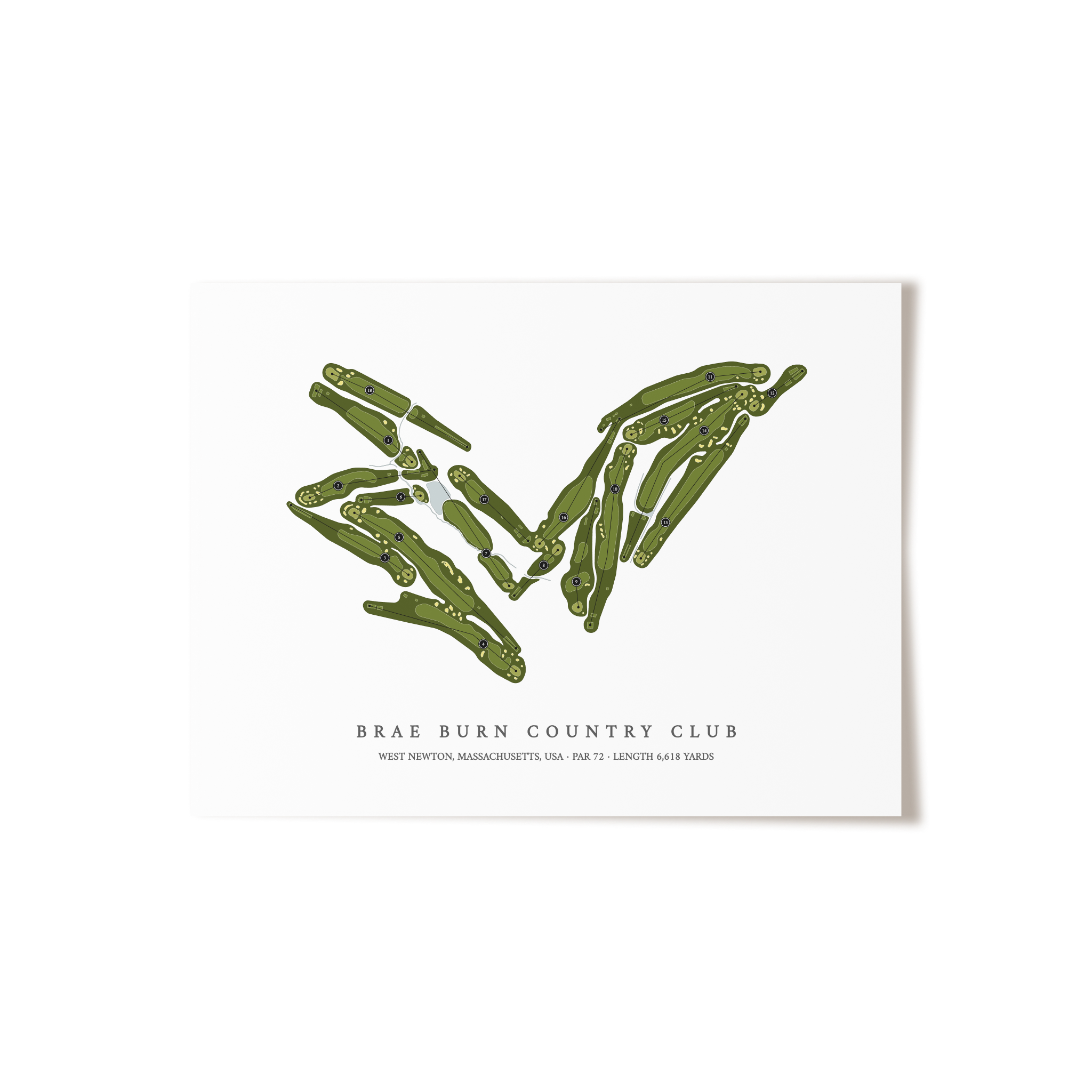 Brae Burn Country Club | Golf Course Map | Unframed