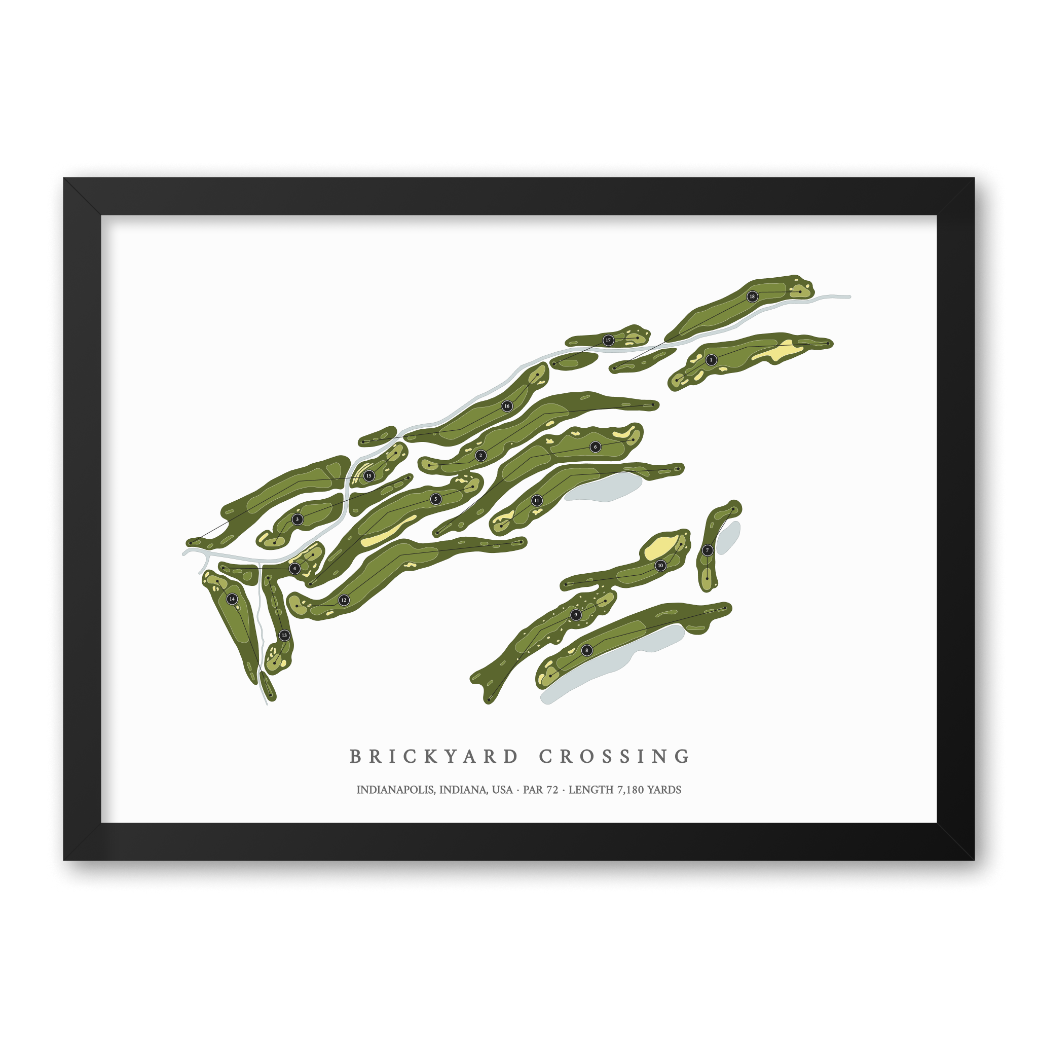 Brickyard Crossing | Heritage Style Golf Course Print | Black Frame