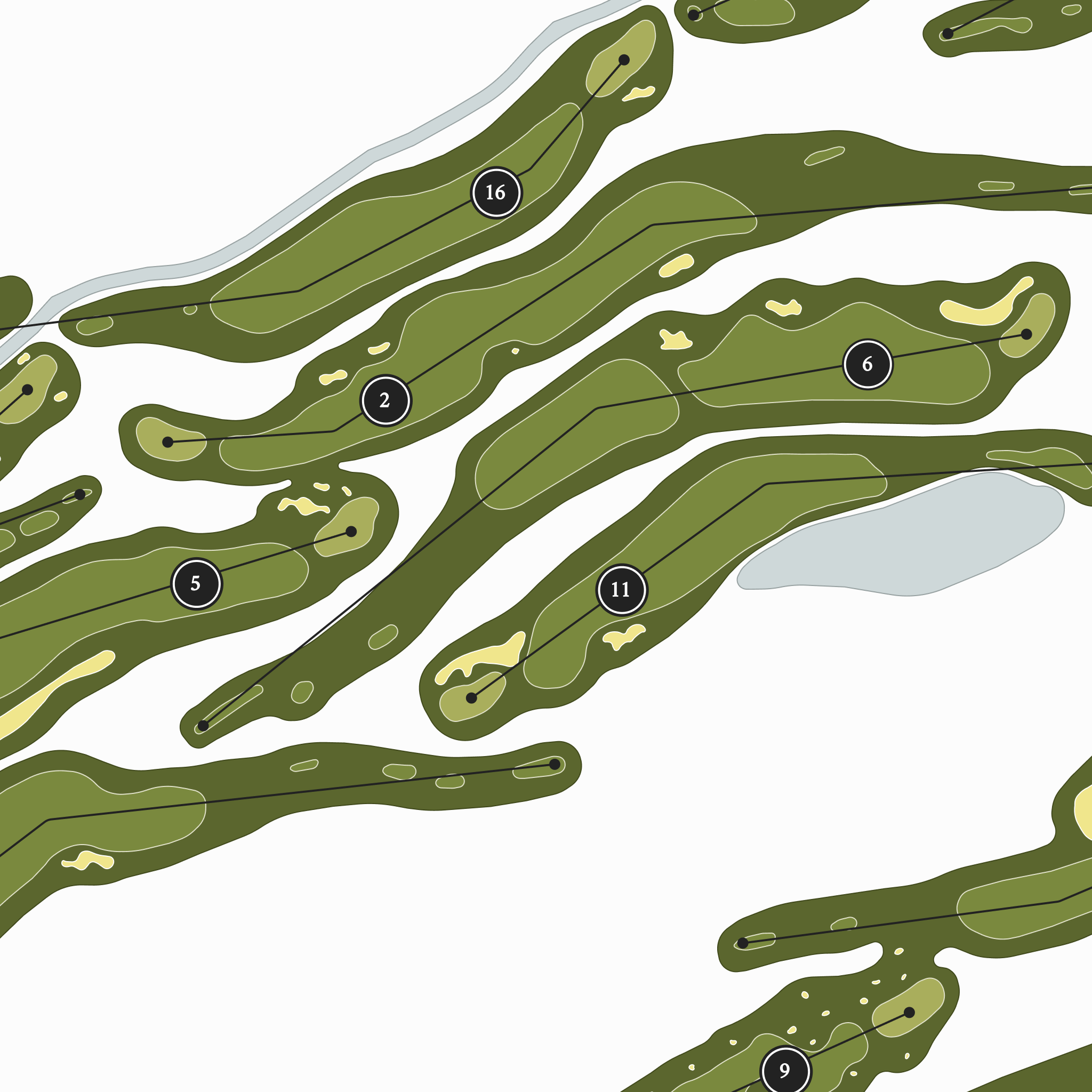 Brickyard Crossing | Heritage Style Golf Course Print | Close Up