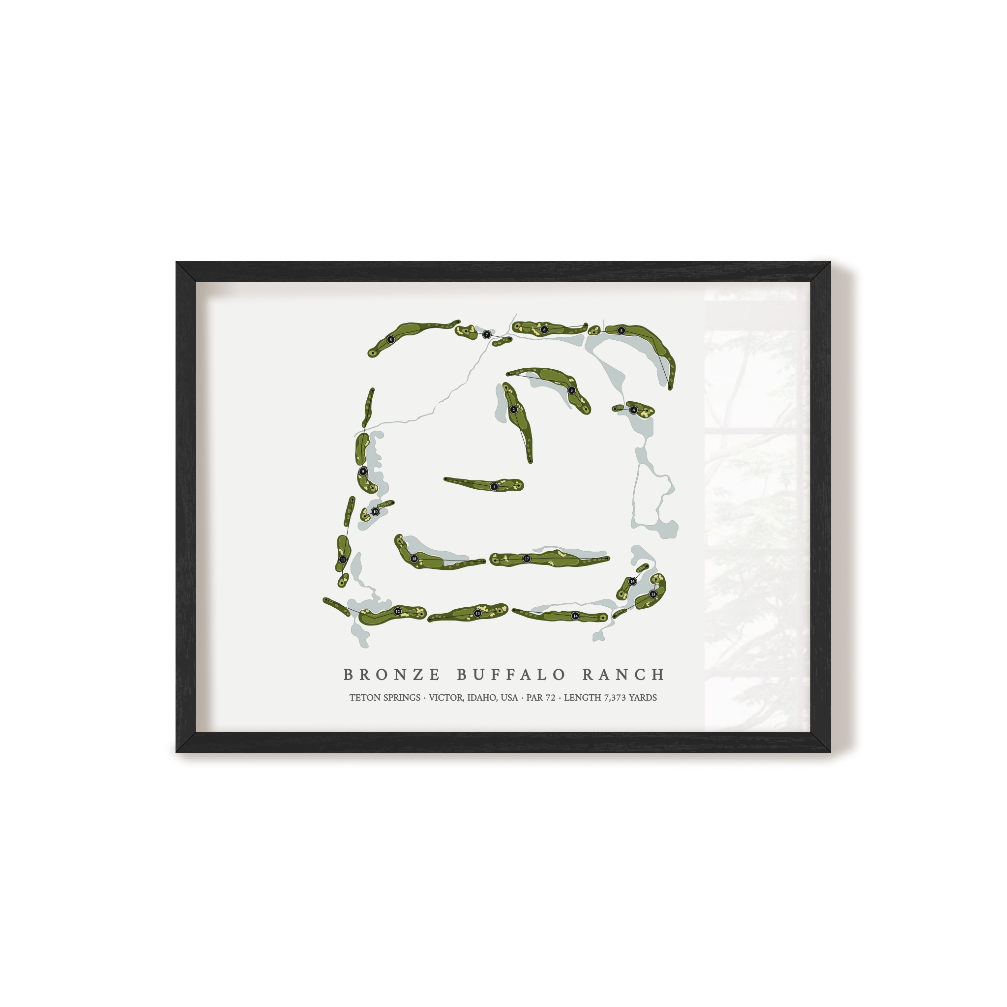 Bronze Buffalo Ranch at Teton Springs | Golf Course Map | Black Frame