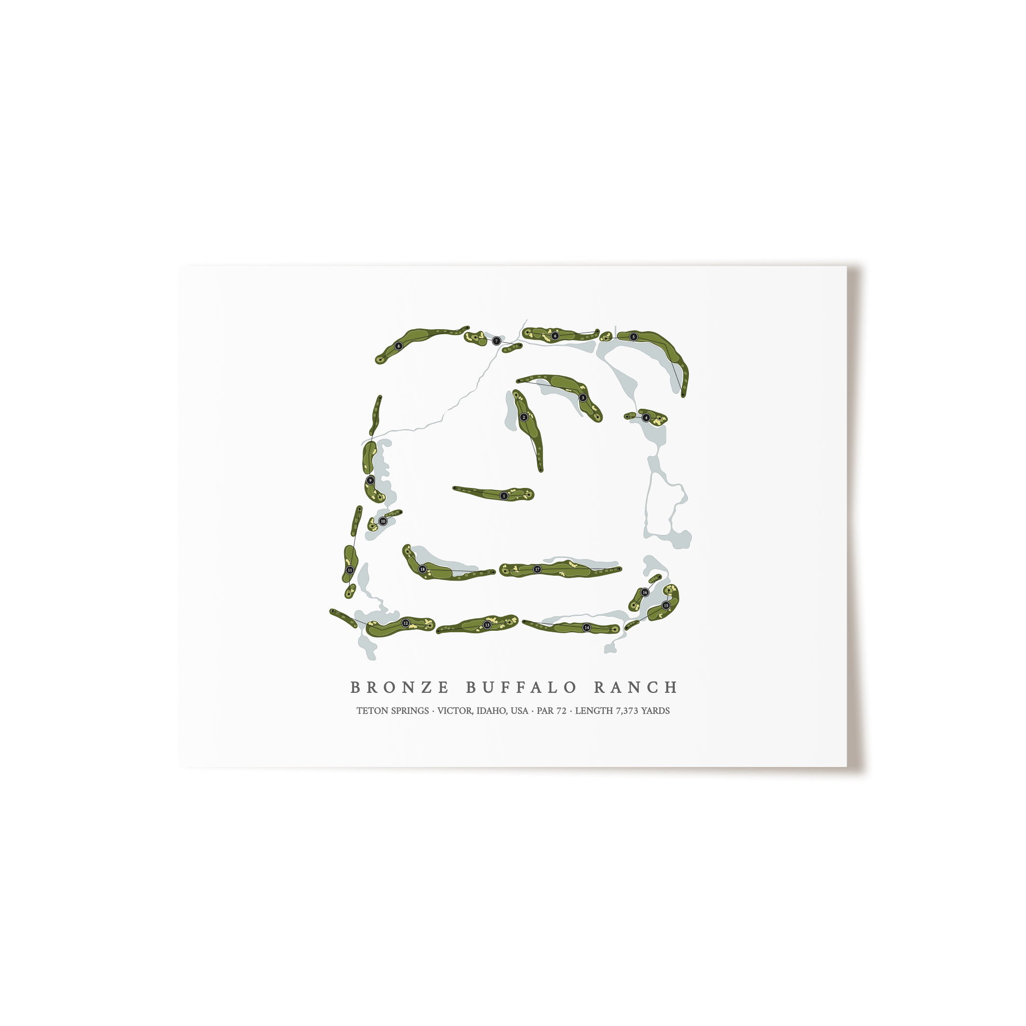 Bronze Buffalo Ranch at Teton Springs | Golf Course Map | Unframed