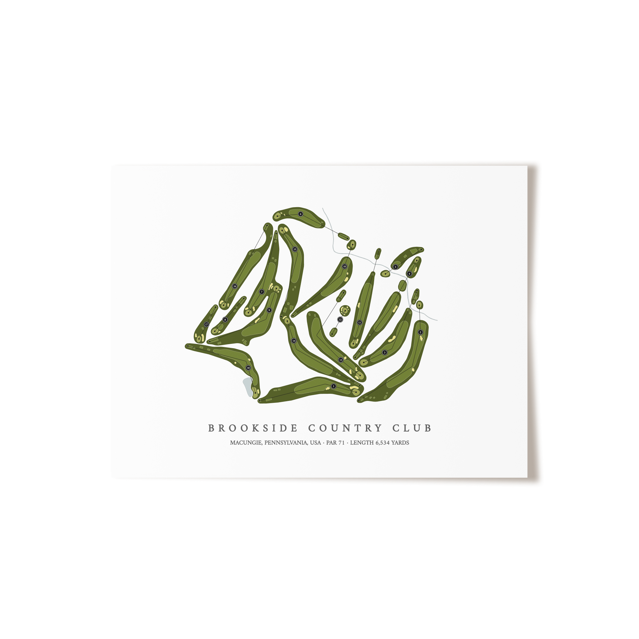 Brookside Country Club | Golf Course Map | Unframed
