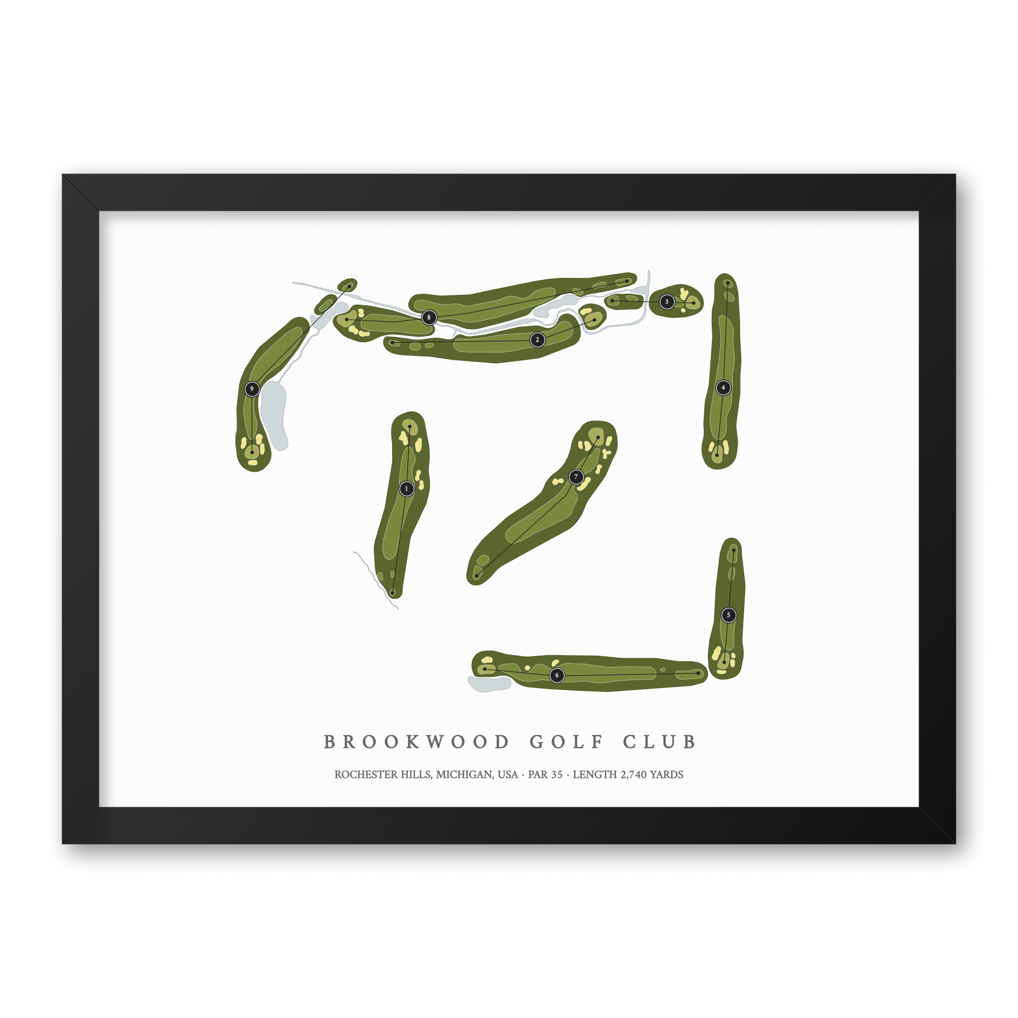 Brookwood Golf Club | Golf Course Map | Black Frame
