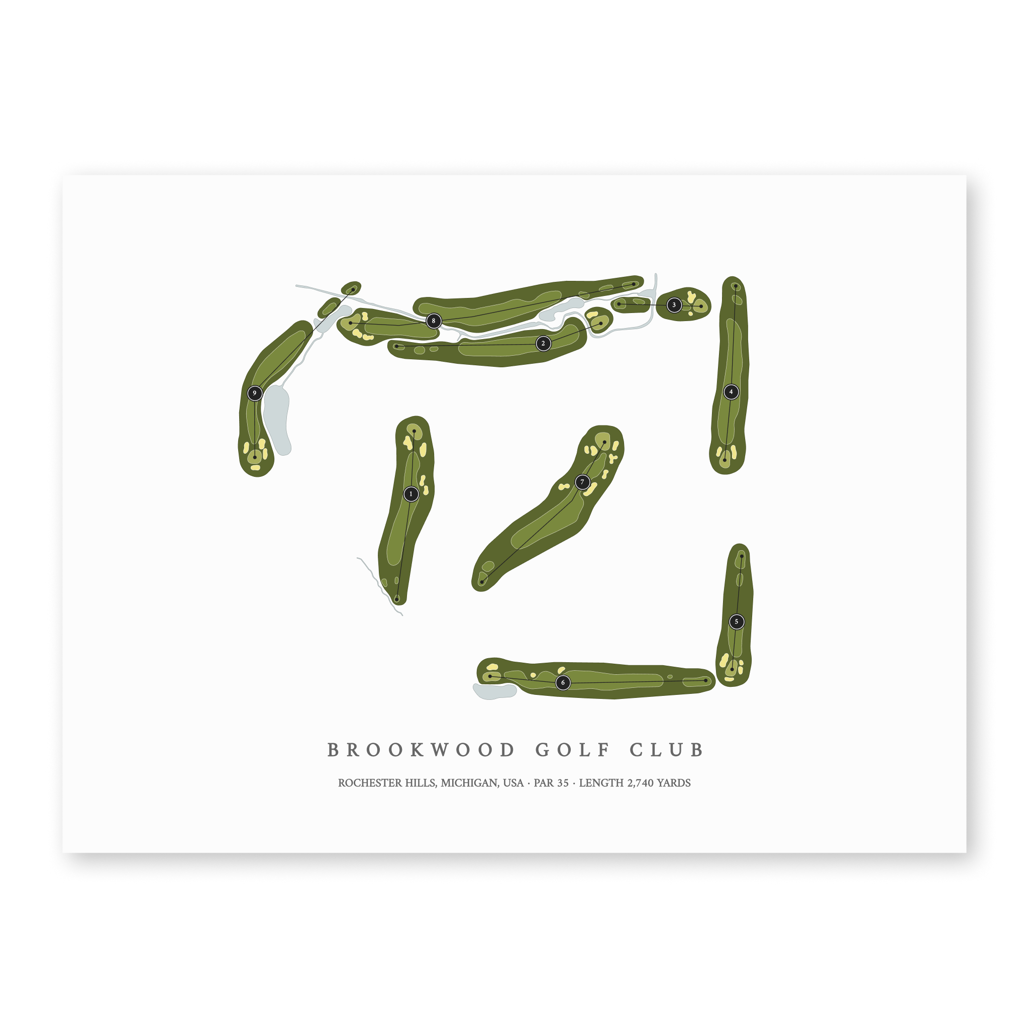 Brookwood Golf Club | Golf Course Map | Unframed