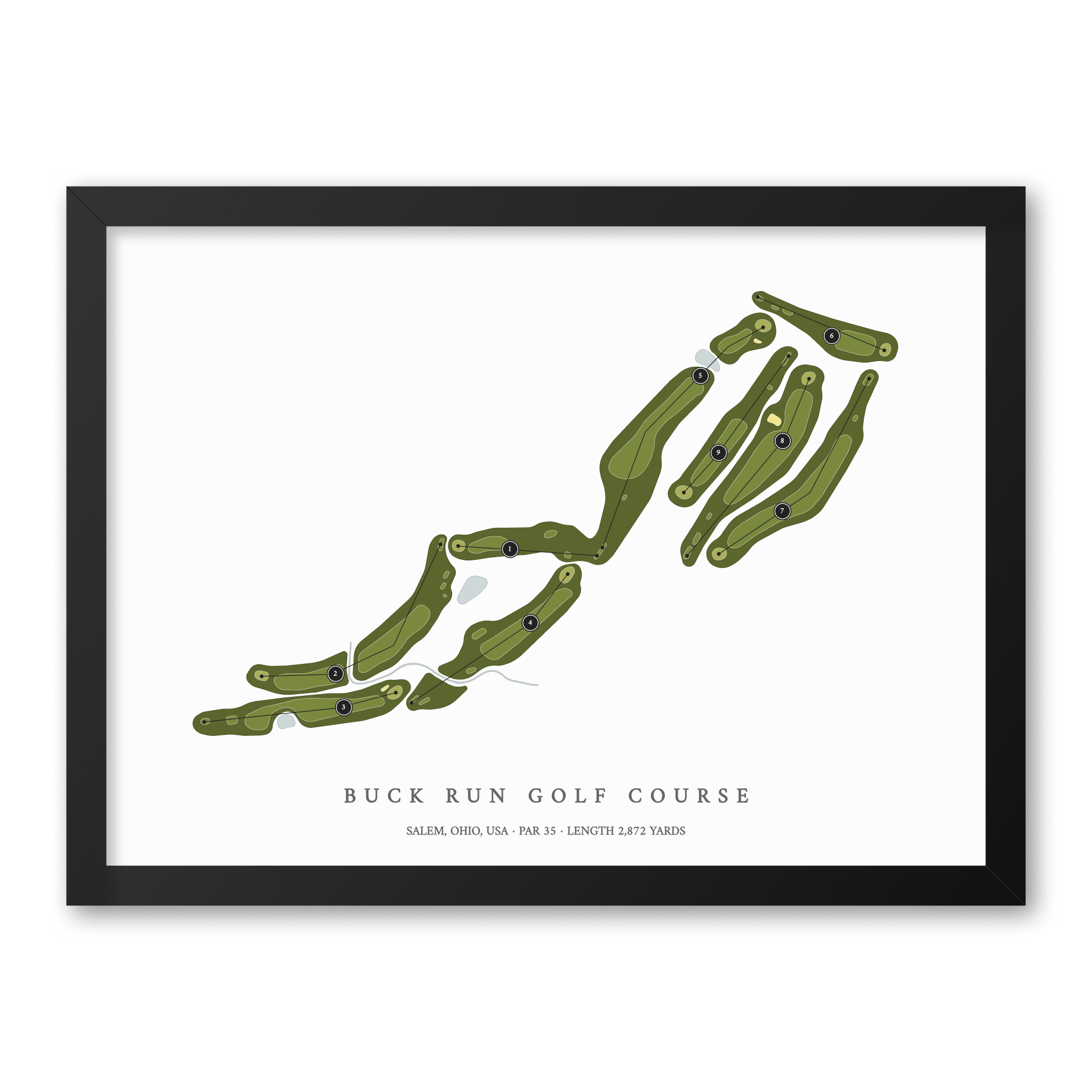 Buck Run Golf Course | Golf Course Map | Black Frame