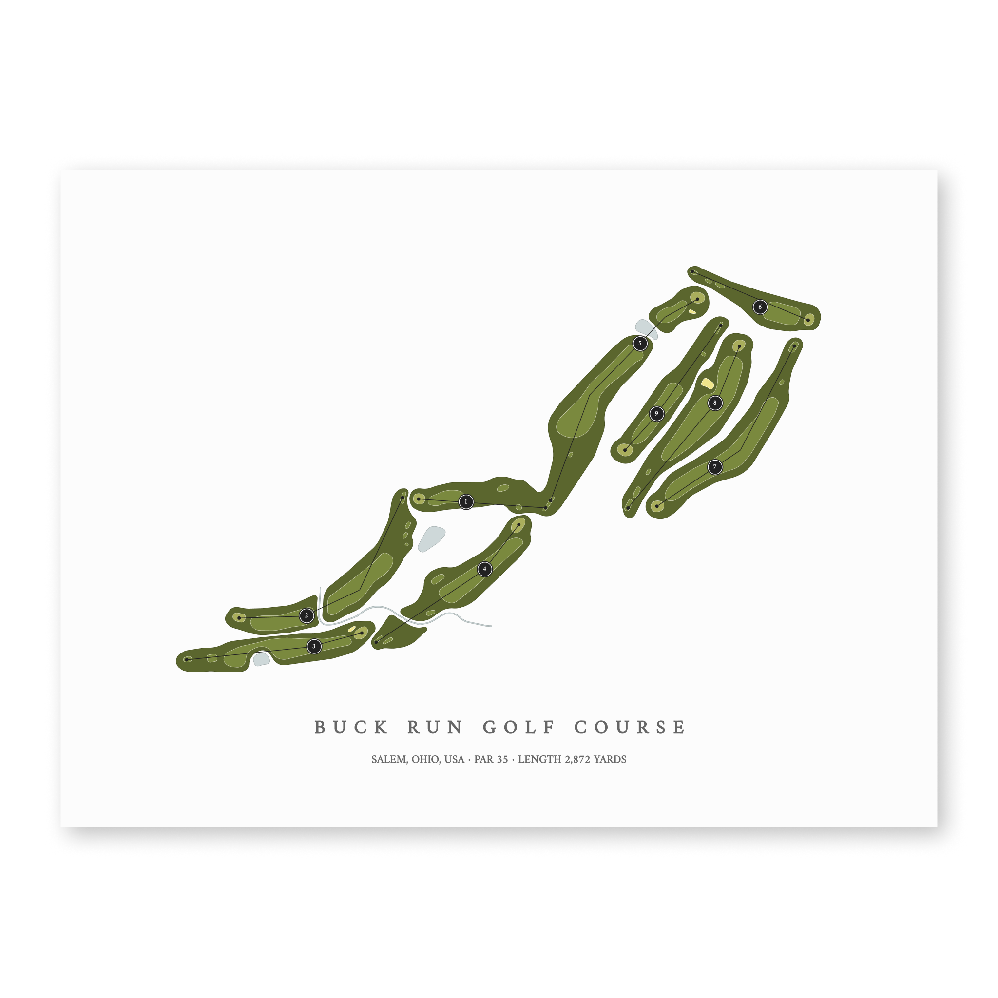 Buck Run Golf Course | Golf Course Map | Unframed