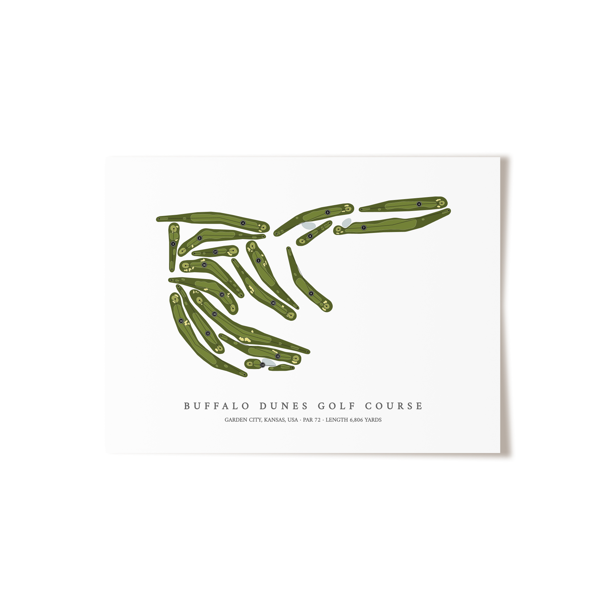 Buffalo Dunes Golf Course | Golf Course Map | Unframed