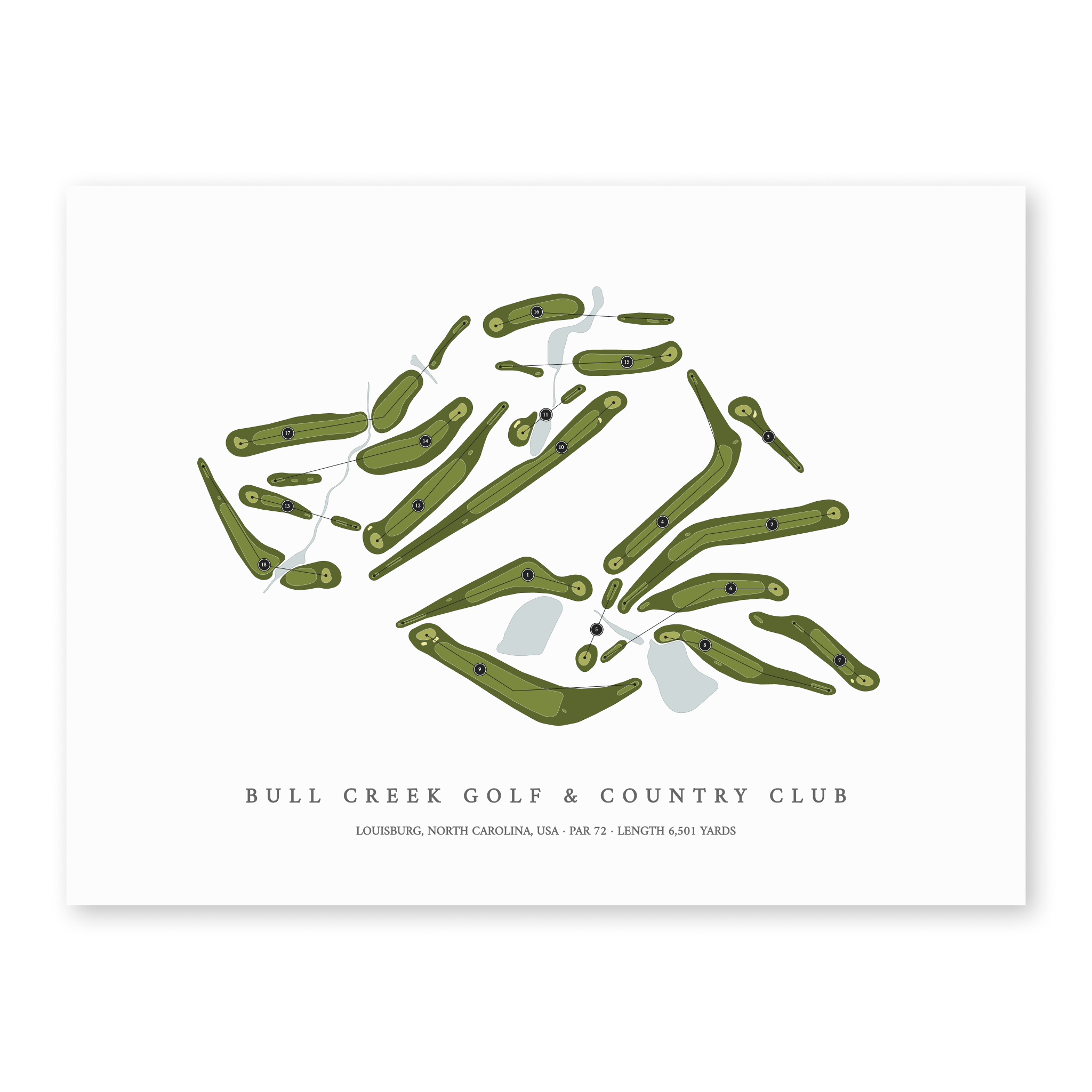 Bull Creek Golf & Country Club | Golf Course Map | Unframed