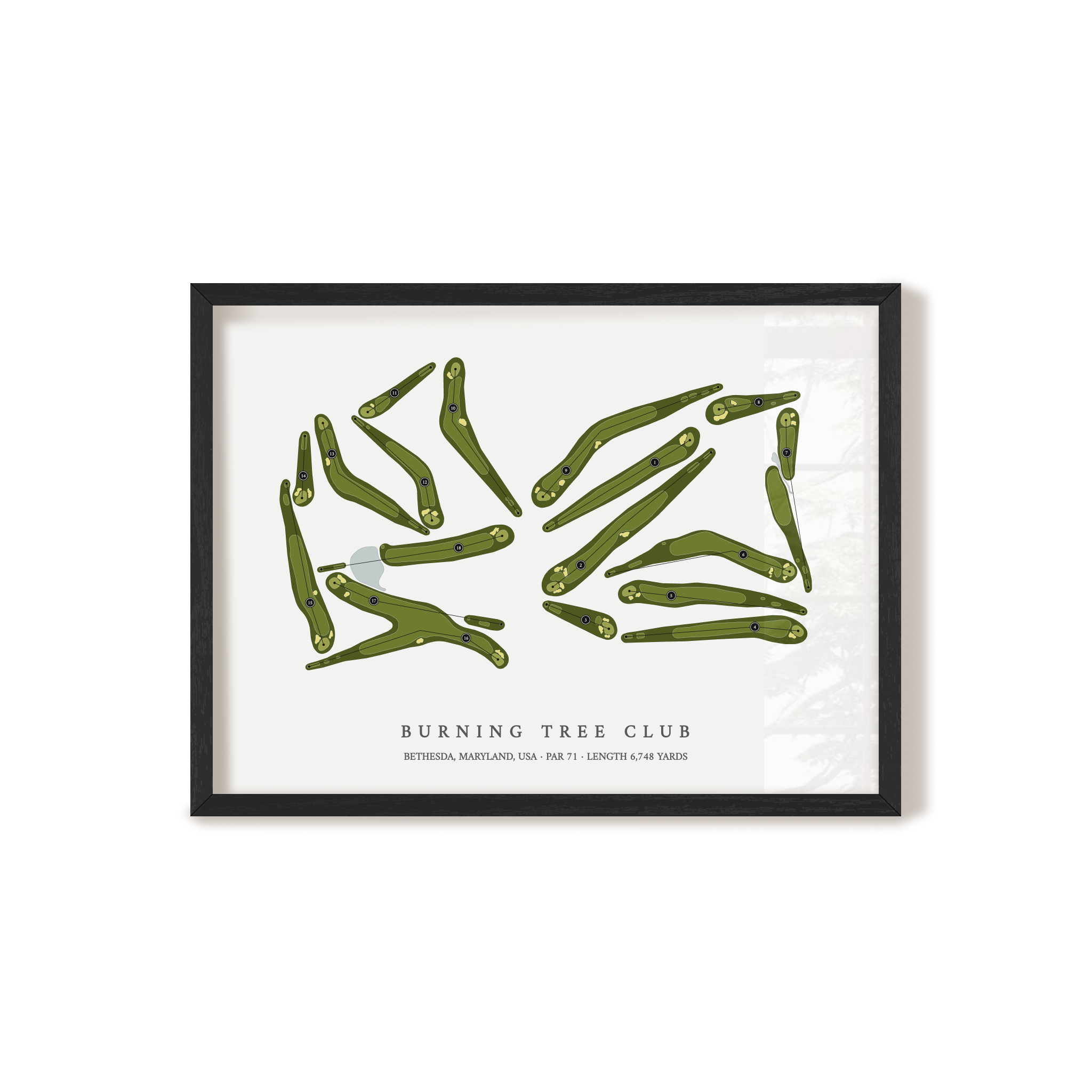 Burning Tree Club | Golf Course Map | Black Frame