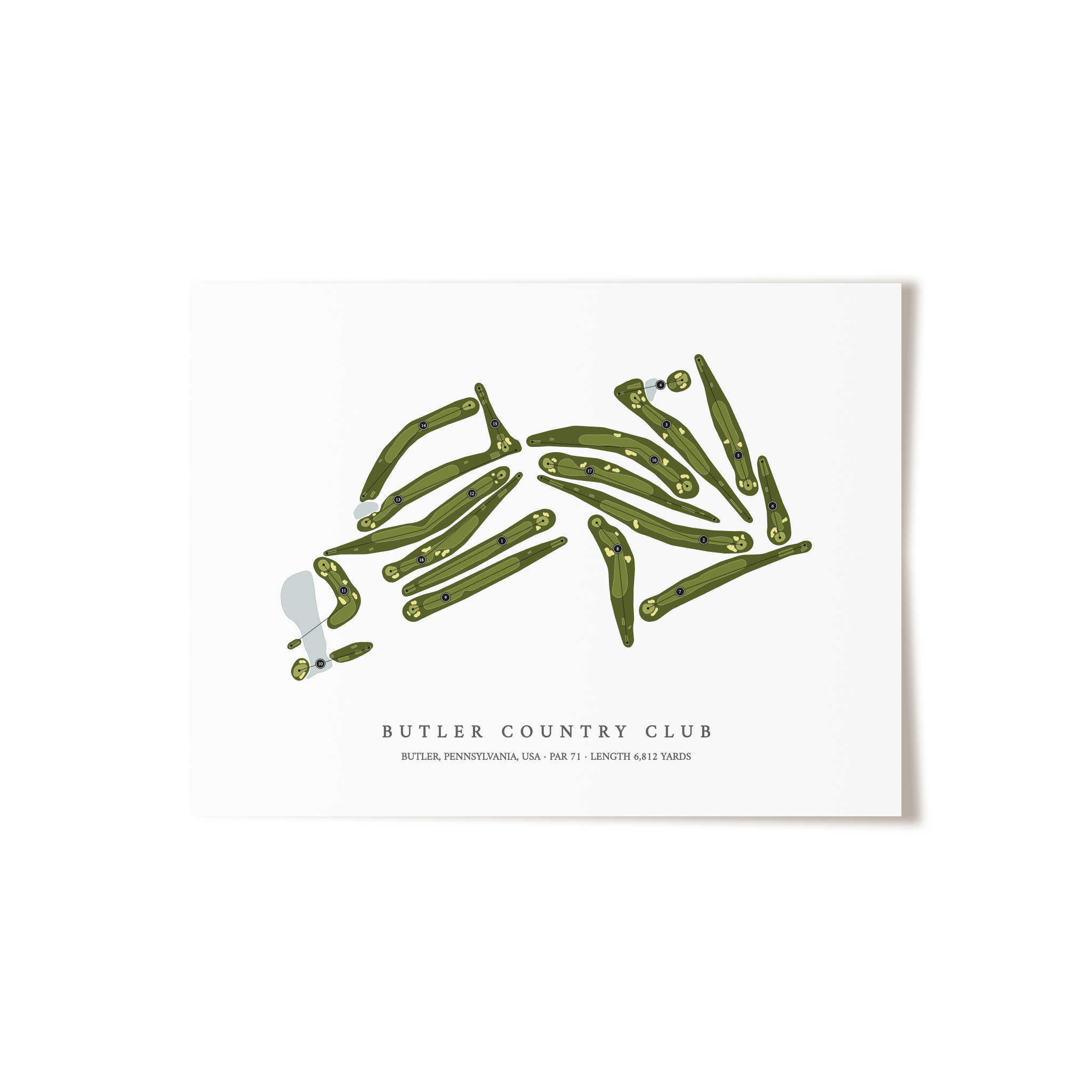 Butler Country Club | Golf Course Map | Unframed