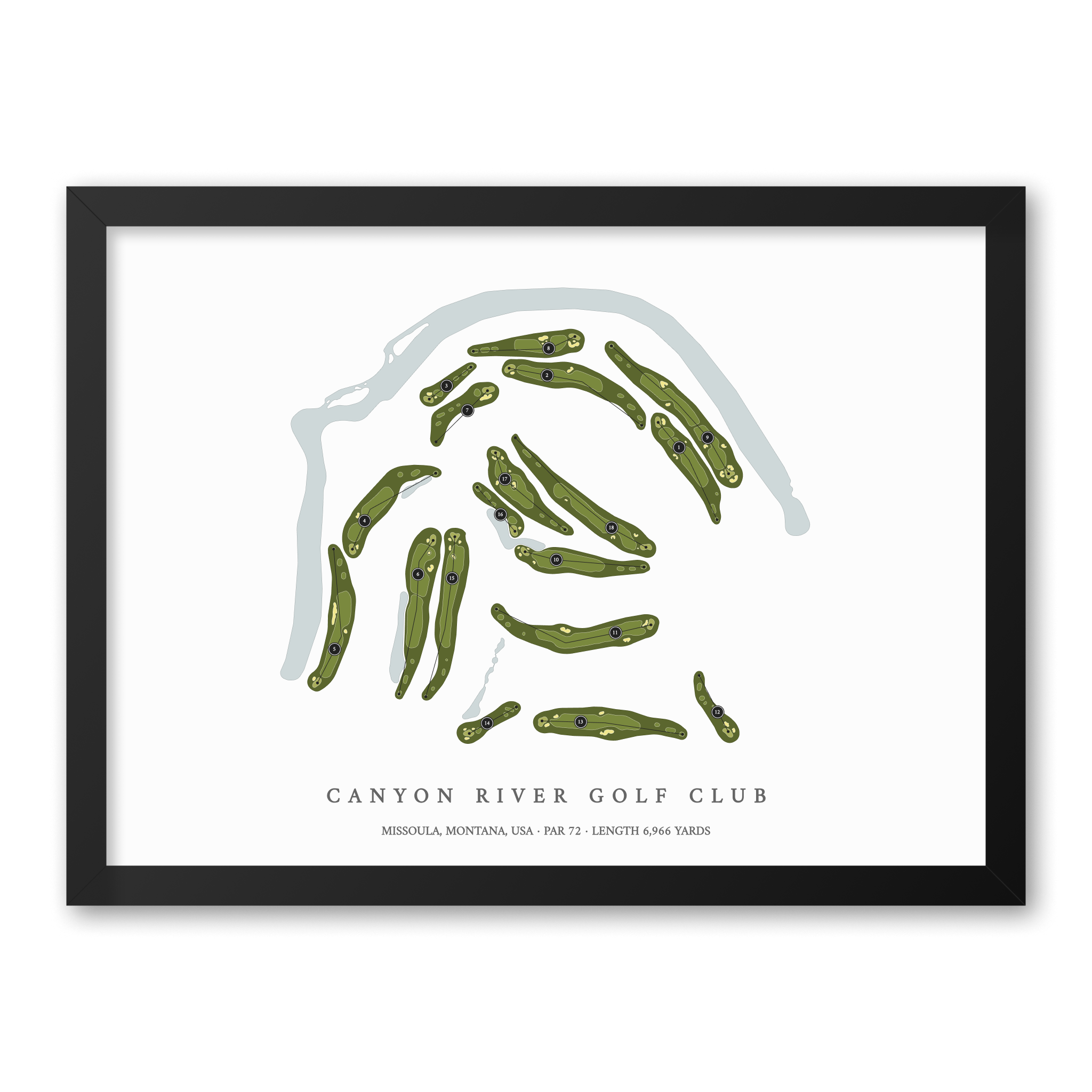 Canyon River Golf Club | Golf Course Map | Black Frame