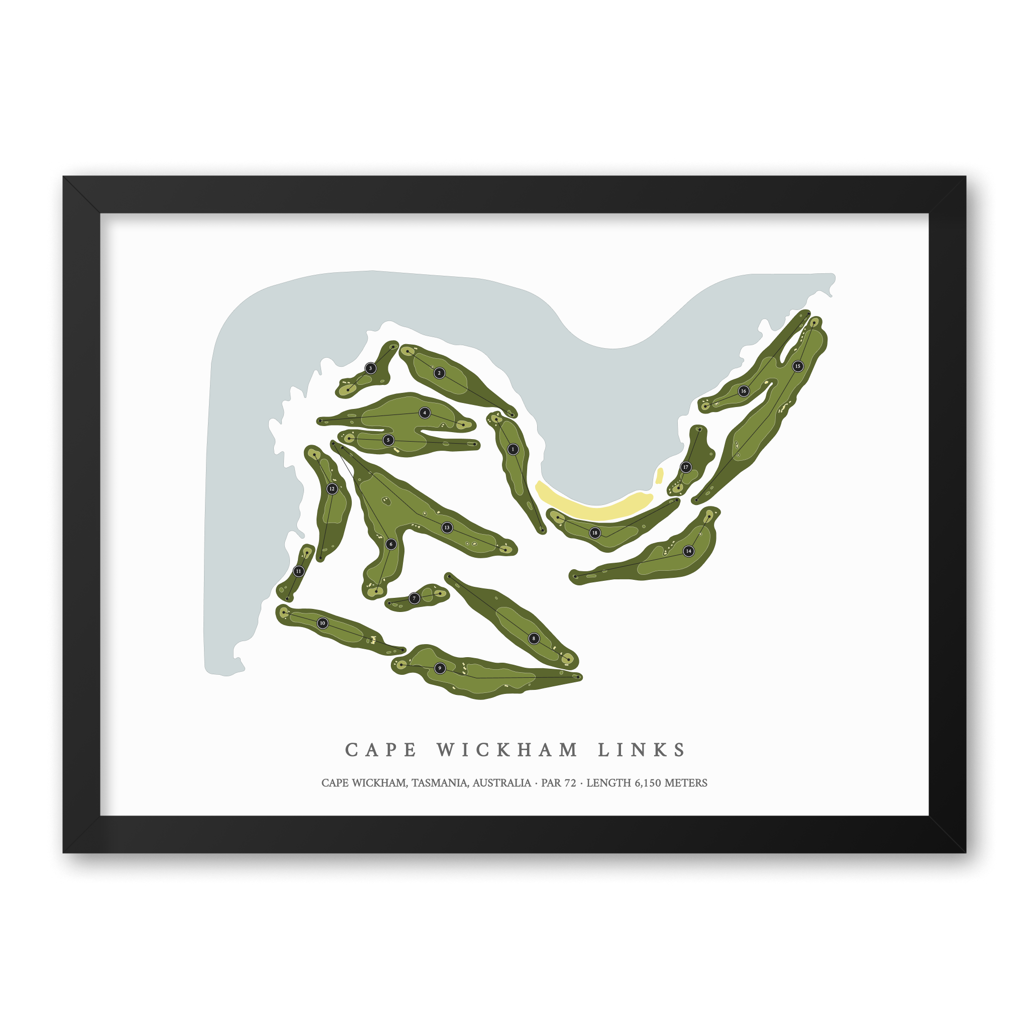 Cape Wickham Links | Golf Course Map | Black Frame