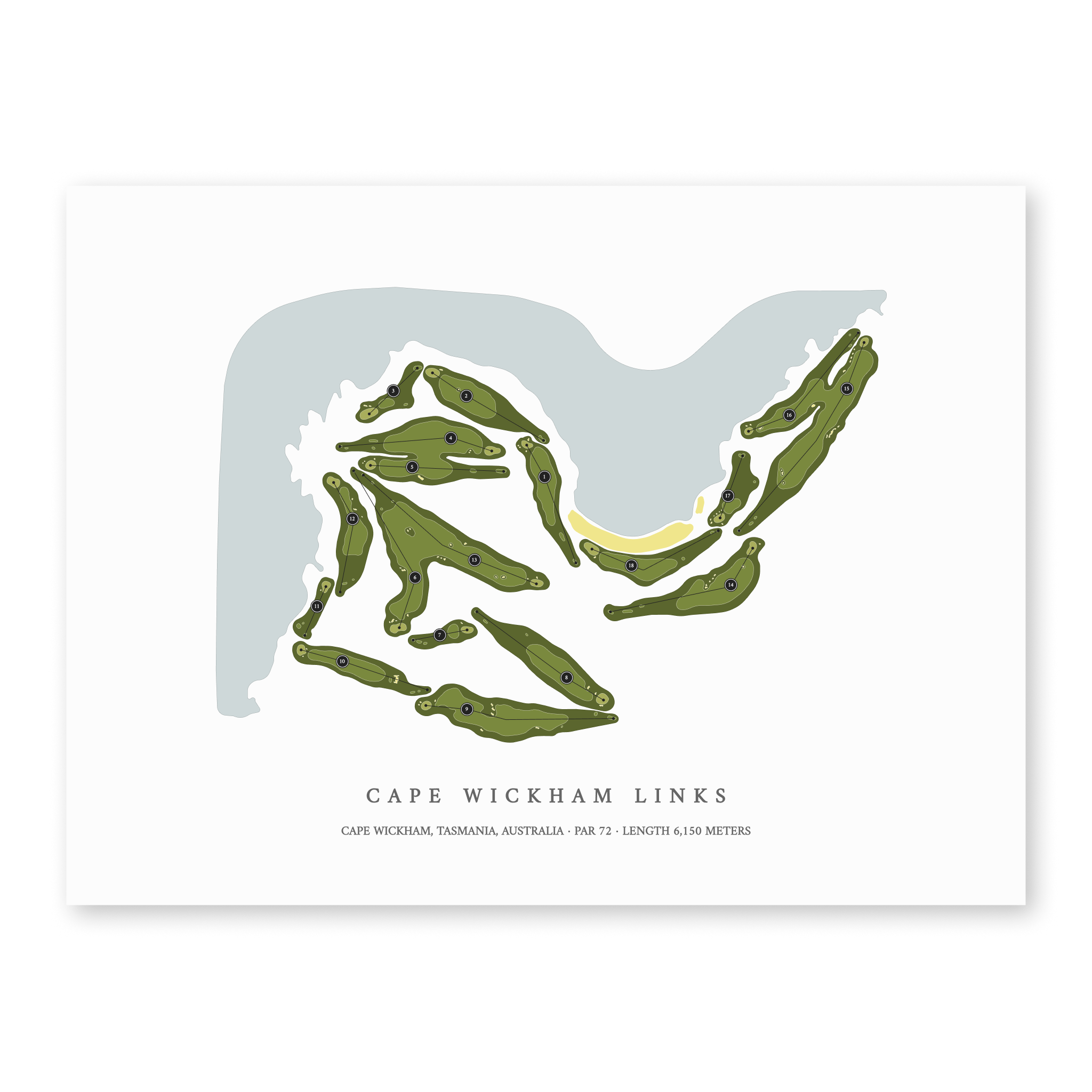 Cape Wickham Links | Golf Course Map | Unframed