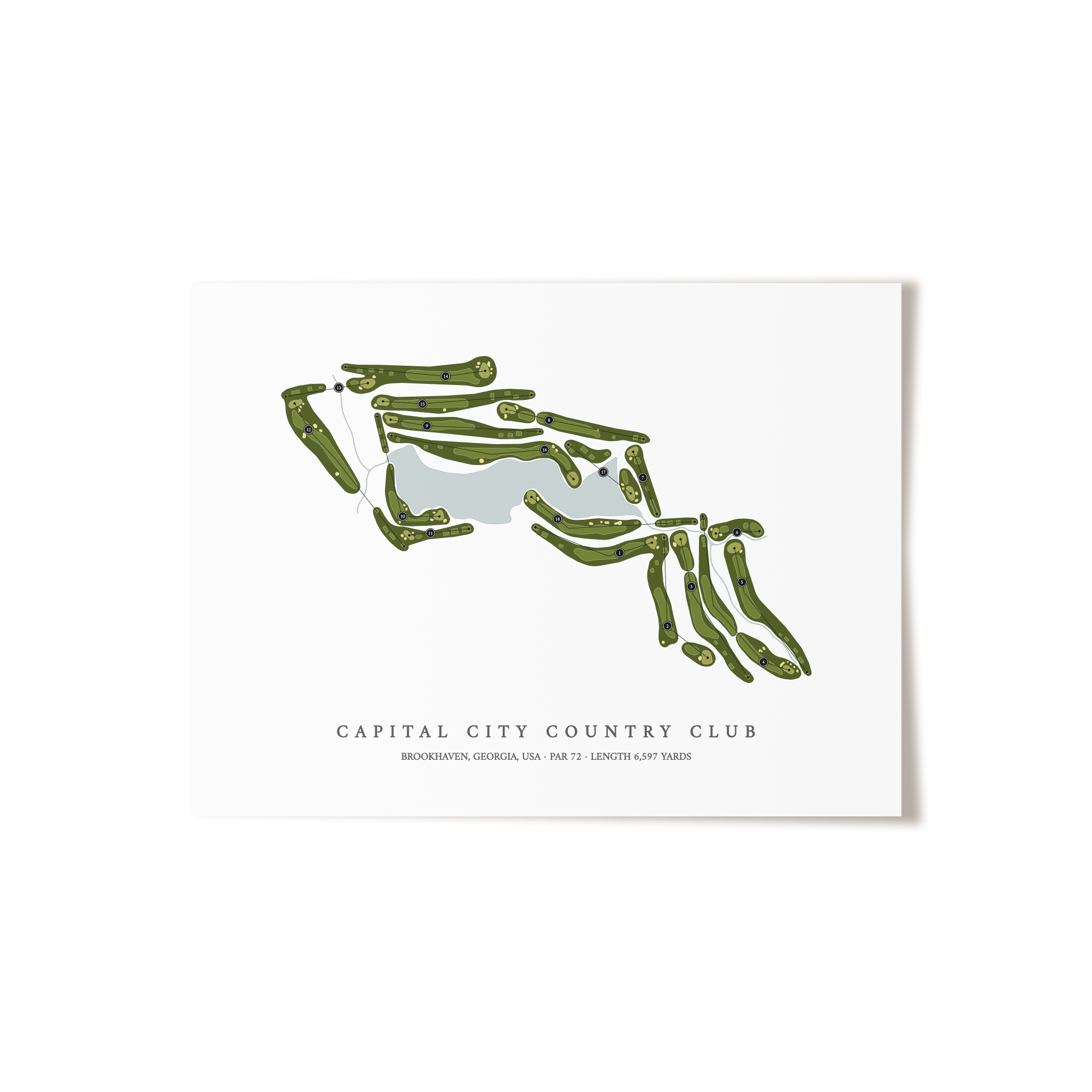 Capital City Country Club | Golf Course Map | Unframed