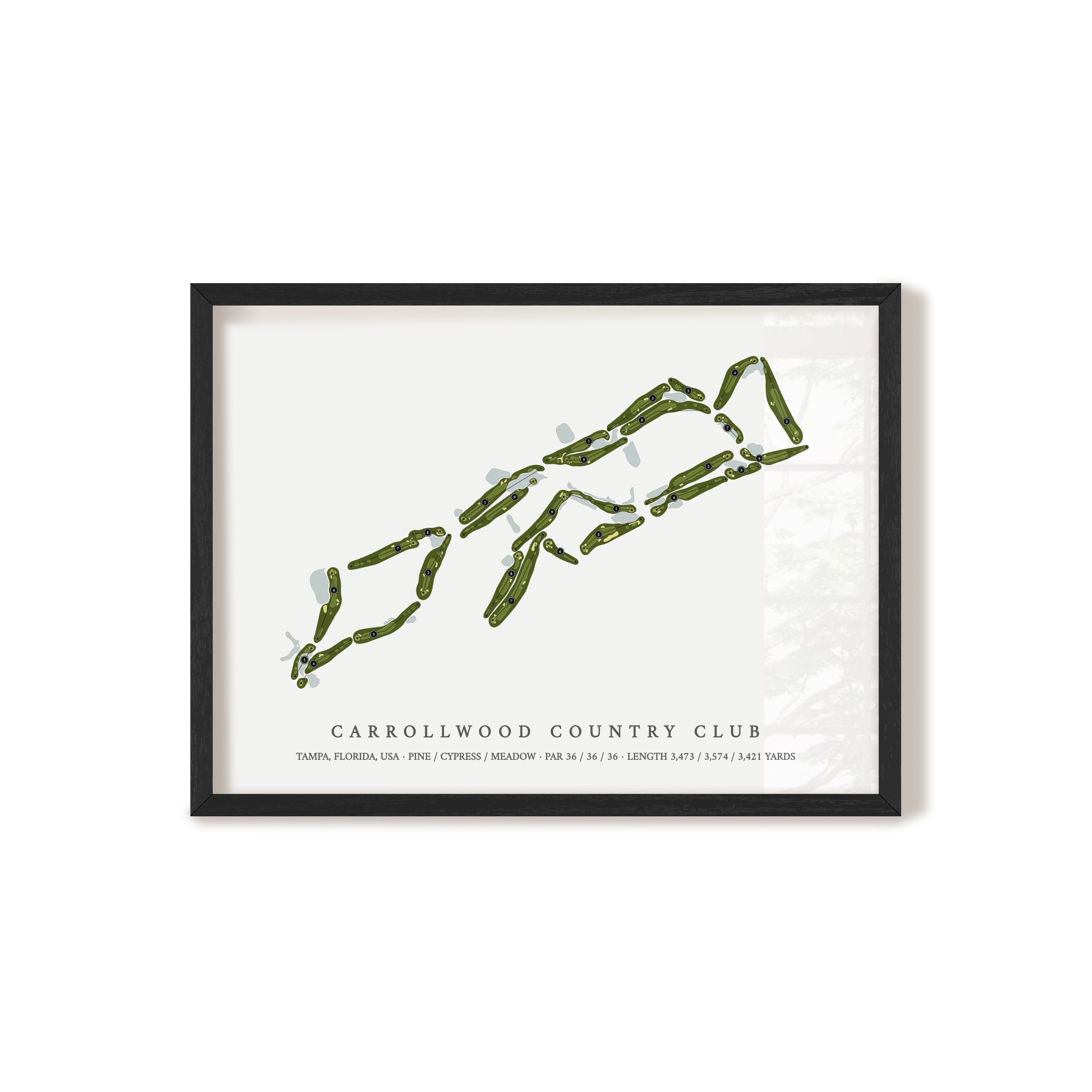 Carrollwood Country Club | Golf Course Map | Black Frame