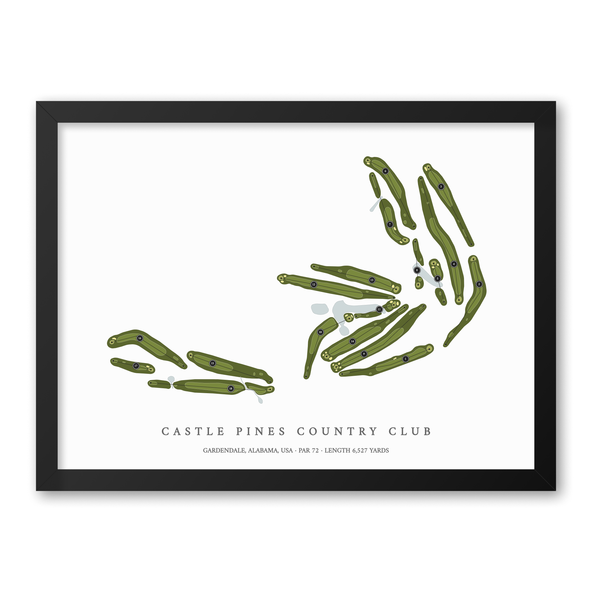 Castle Pines Country Club | Golf Course Map | Black Frame