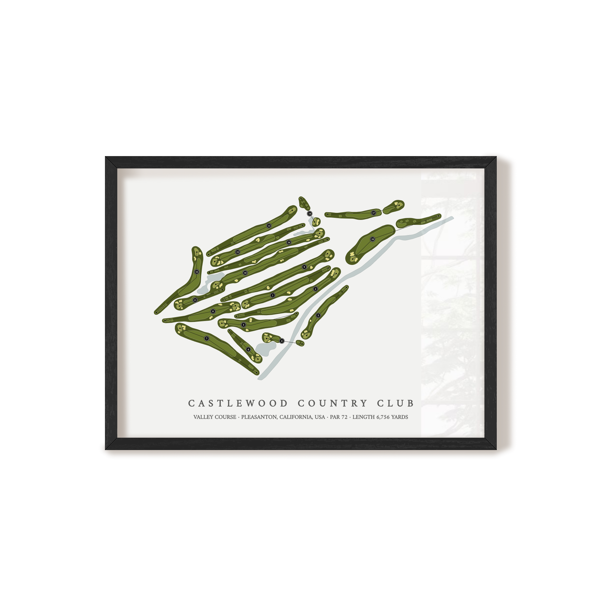 Castlewood Country Club - Valley Course | Golf Course Map | Black Frame