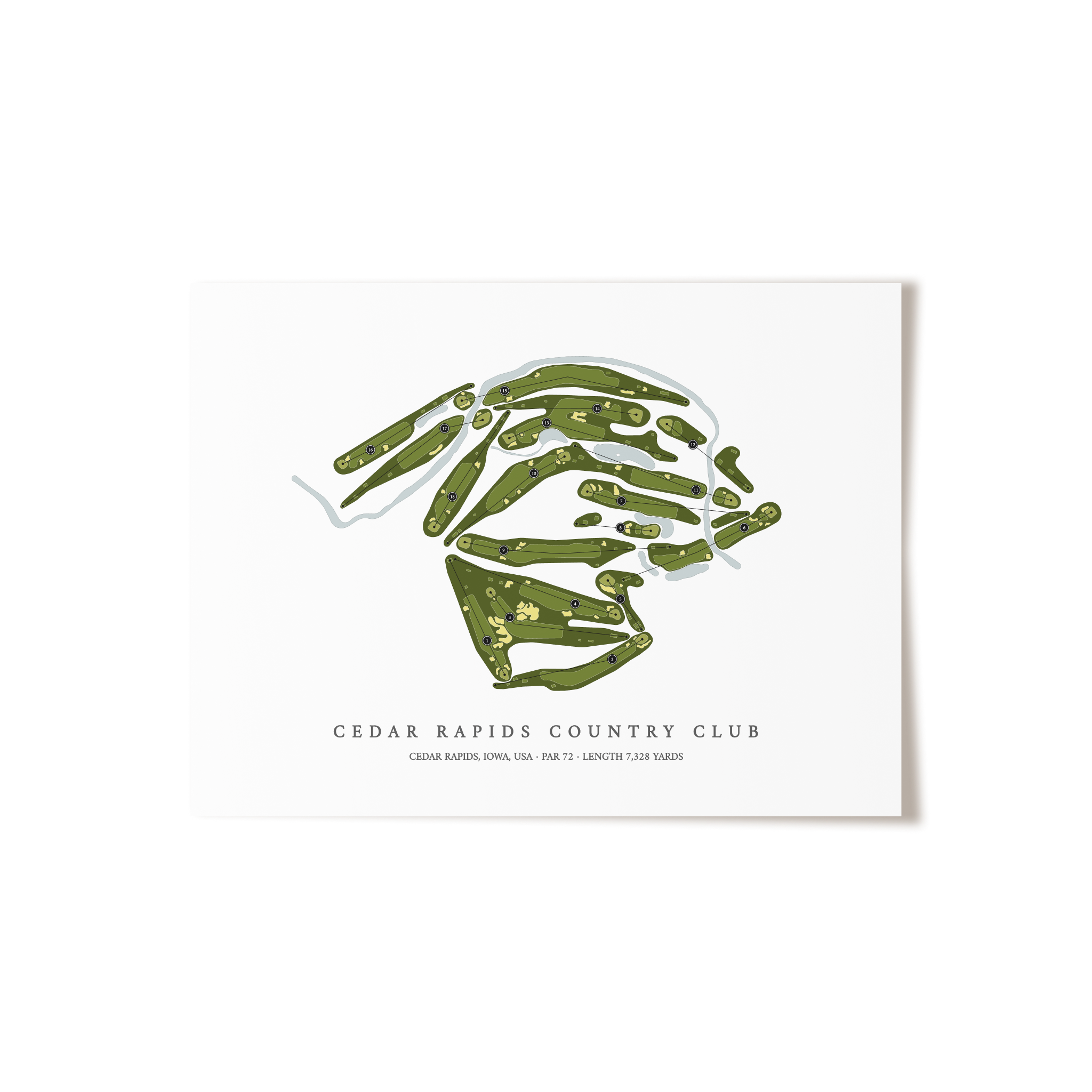 Cedar Rapids Country Club | Golf Course Map | Unframed