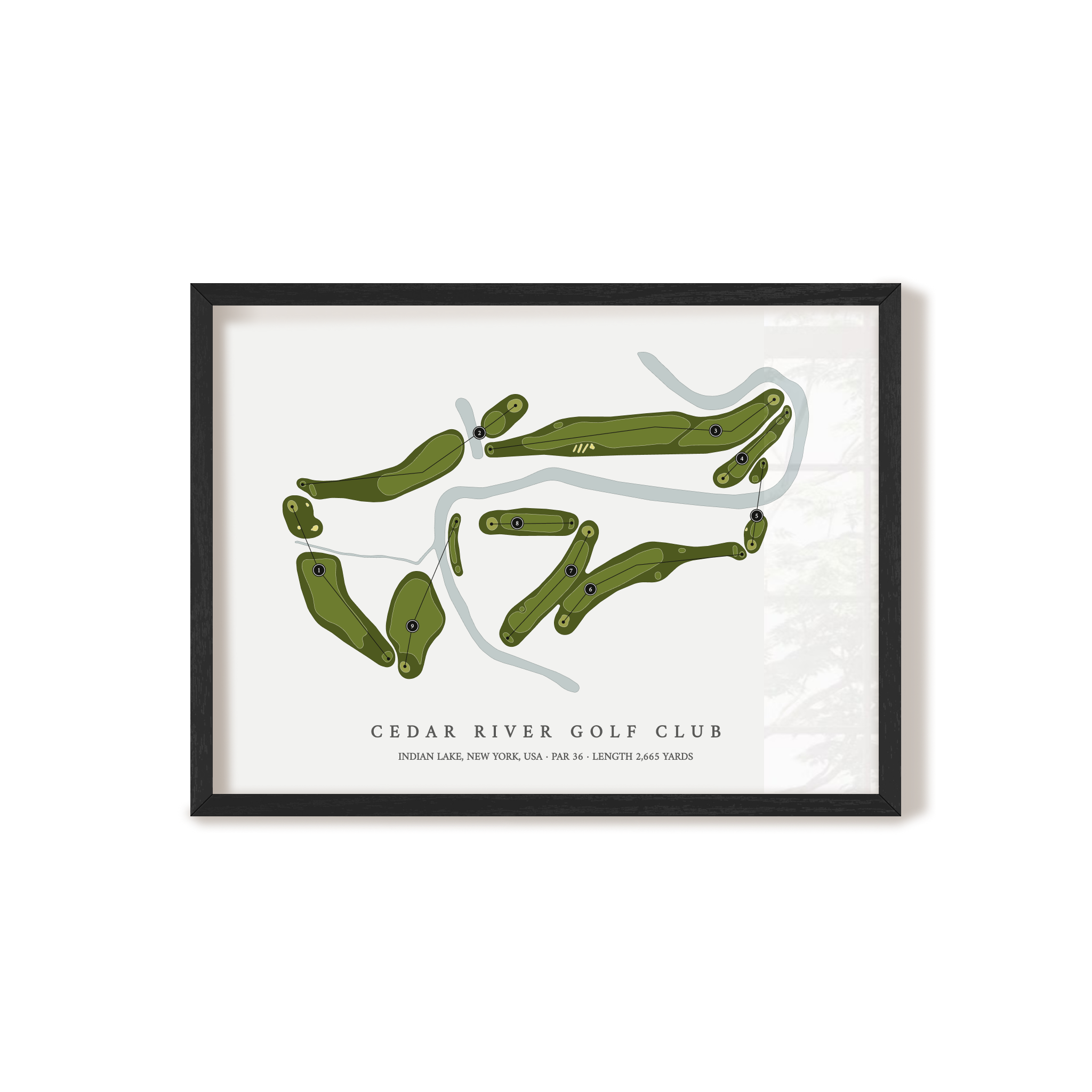Cedar River Golf Club | Golf Course Map | Black Frame