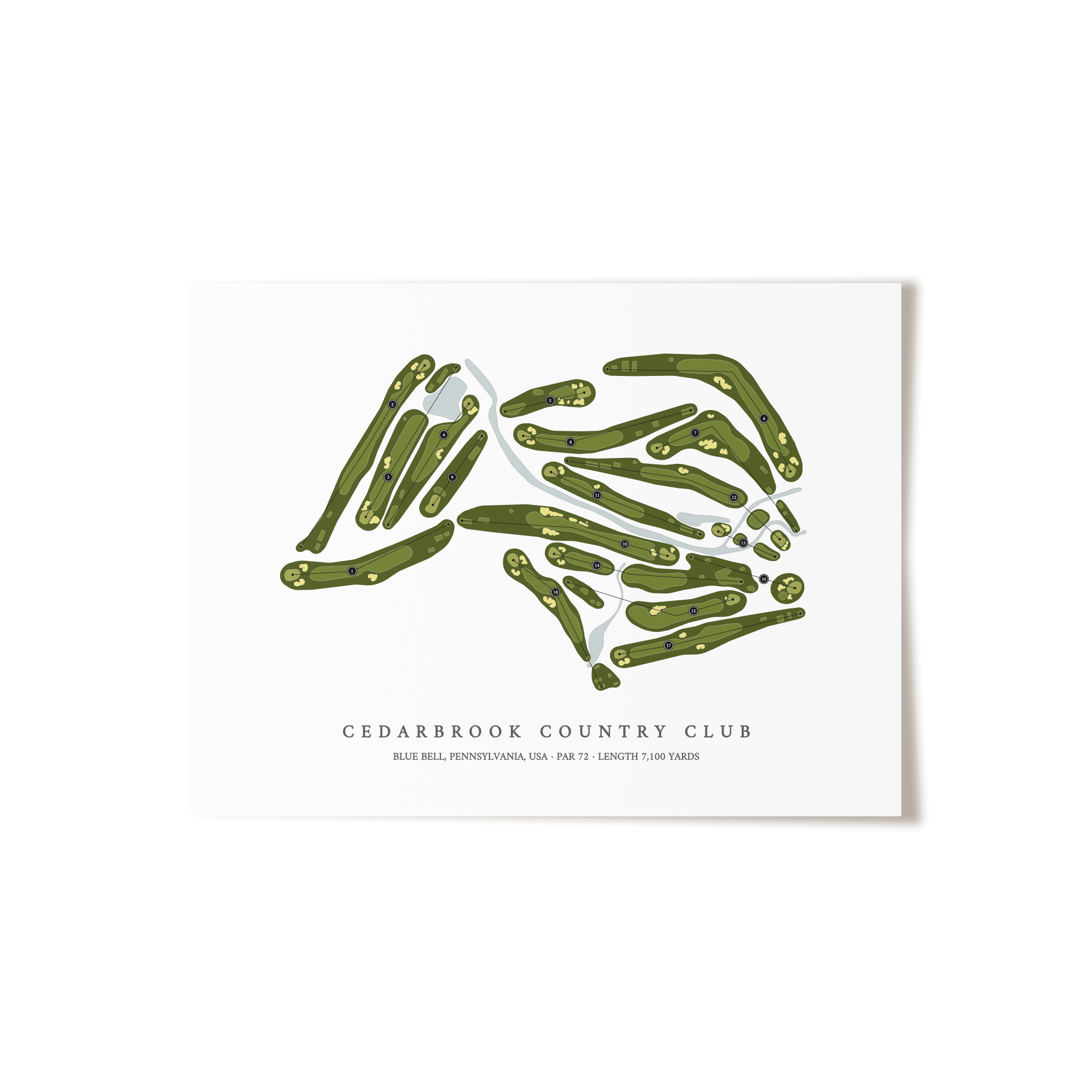 Cedarbrook Country Club | Golf Course Map | Unframed
