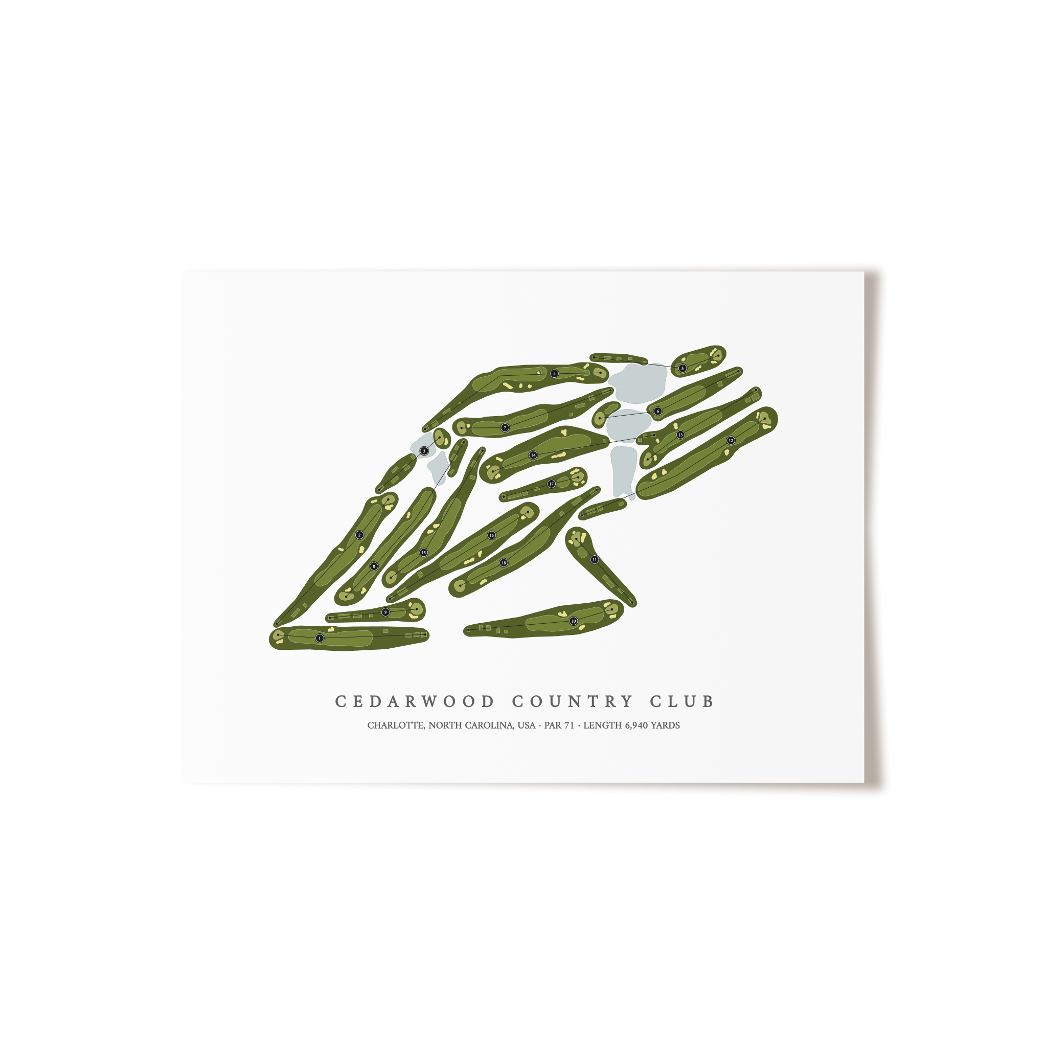 Cedarwood Country Club | Golf Course Map | Unframed